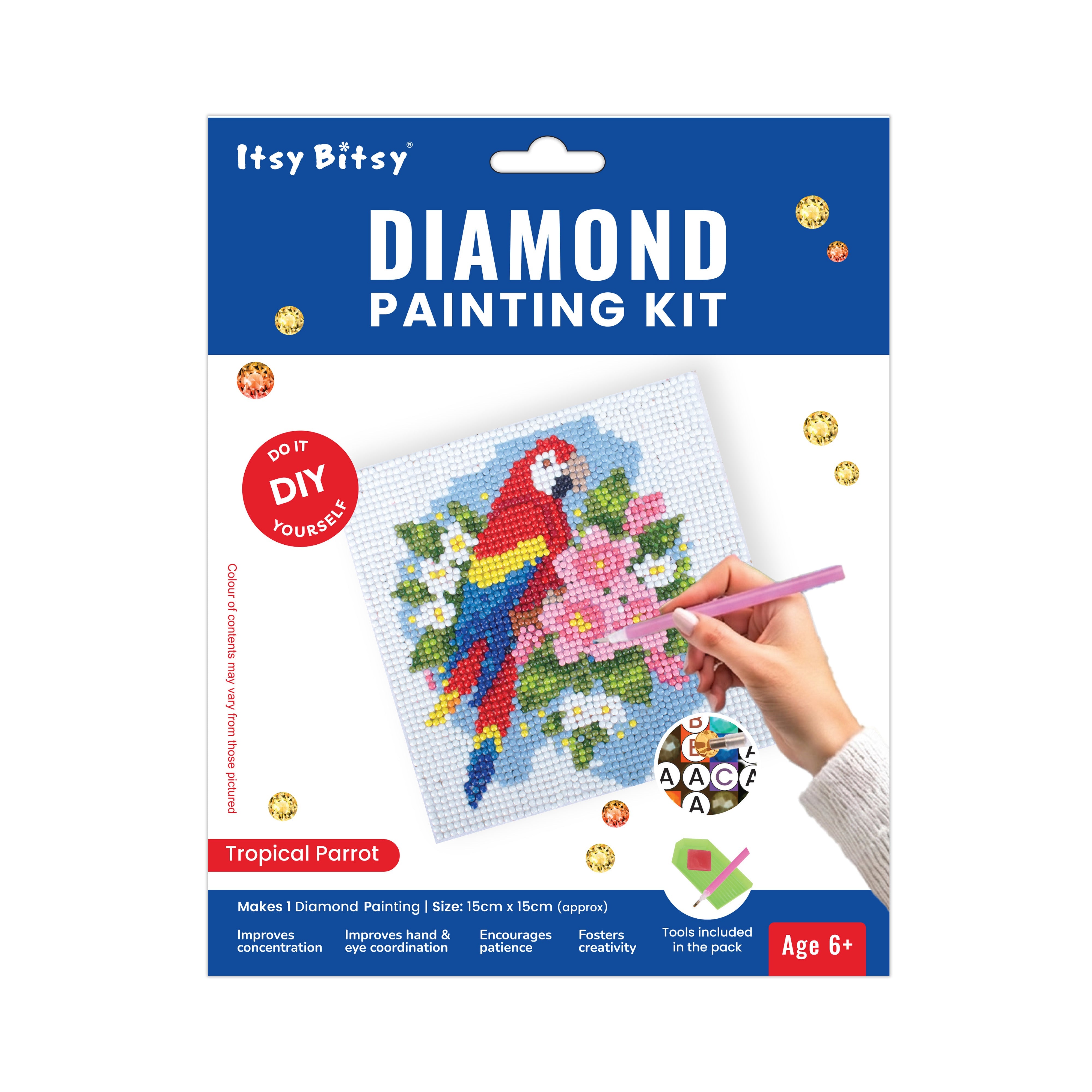 5D Diamond Painting Kit Tropical Parrot 15 X 15cm 1pc