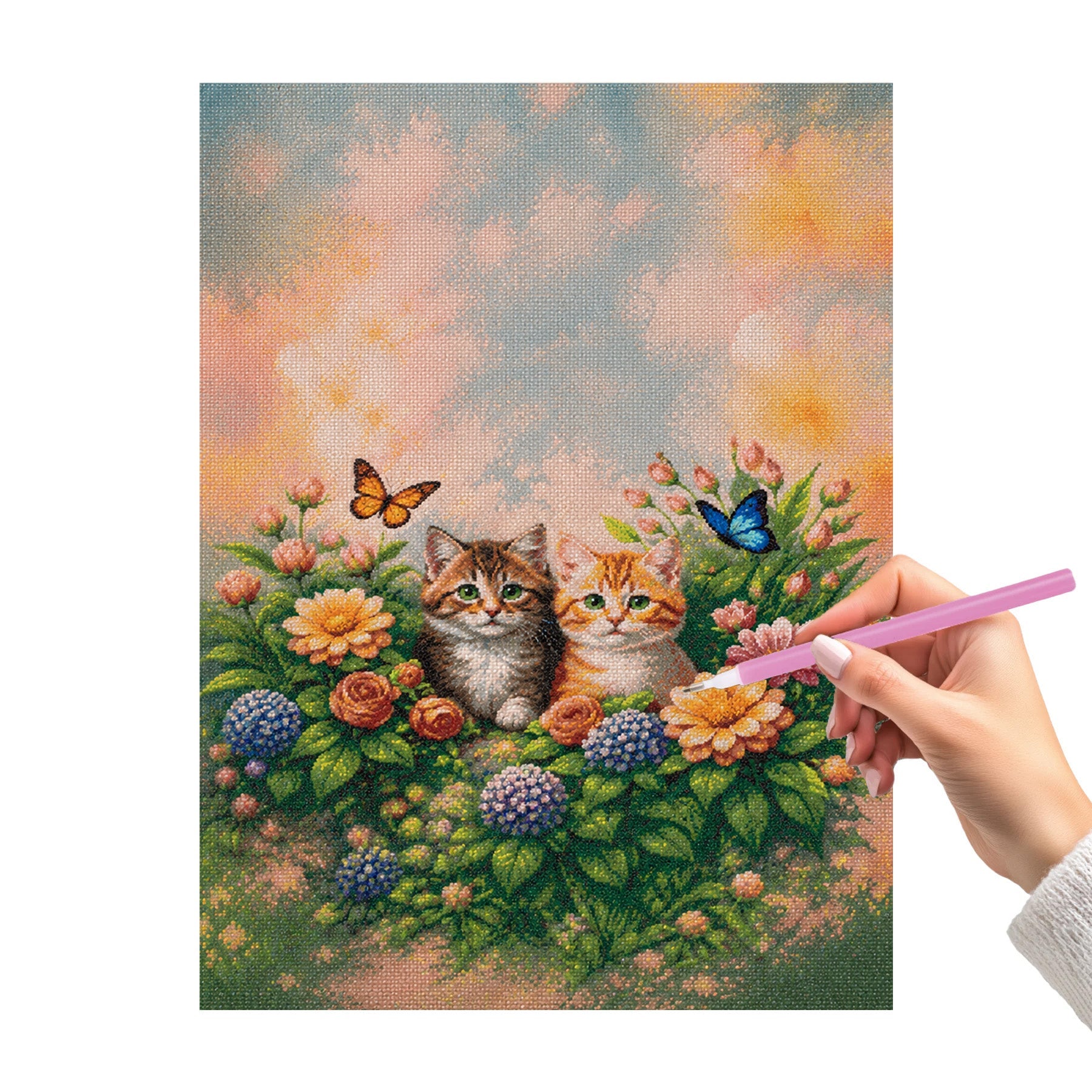 5D Diamond Painting Kit Playful Kittens 40 X 50cm 1pc Acetate Box
