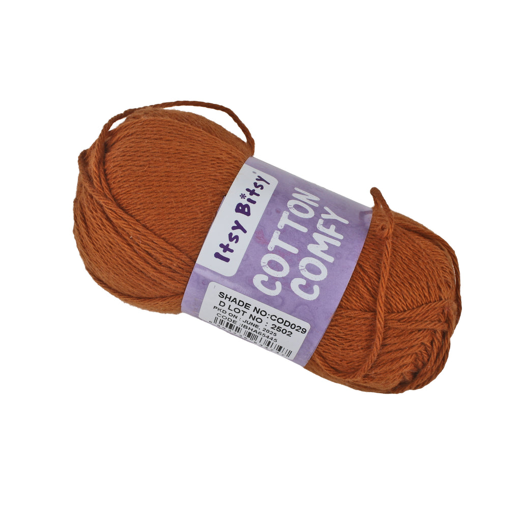 Cotton Comfy Knitting/Crochet Yarn 100% Cotton Wood Brown 169m 100g