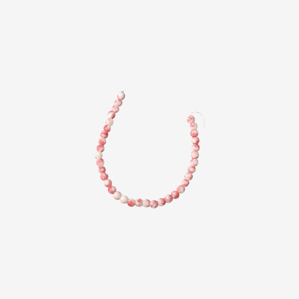 Glass Bead Round Dual Tone Red & White 8mm 35beads 1string