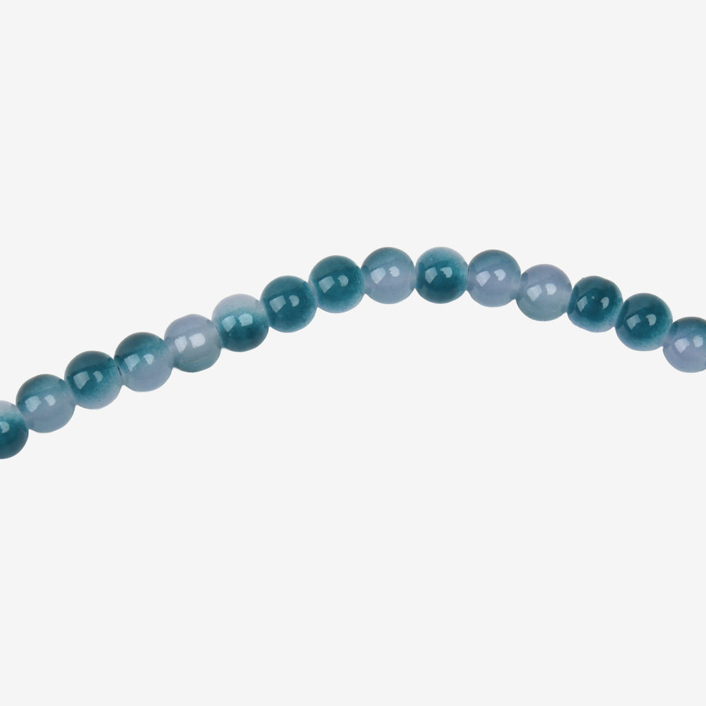 Glass Bead Round Dual Tone Blue 8mm 35beads 1string