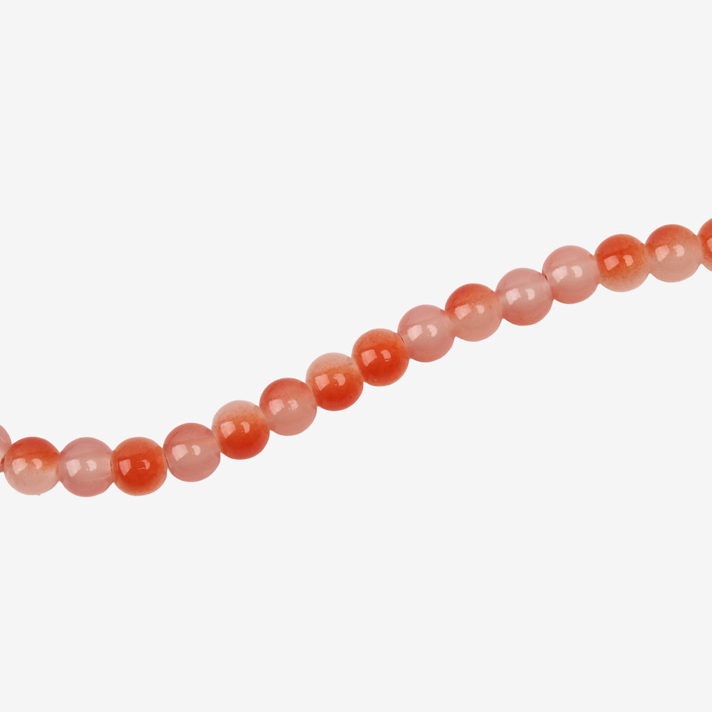 Glass Bead Round Dual Tone Orange & Pink 8mm 35beads 1string