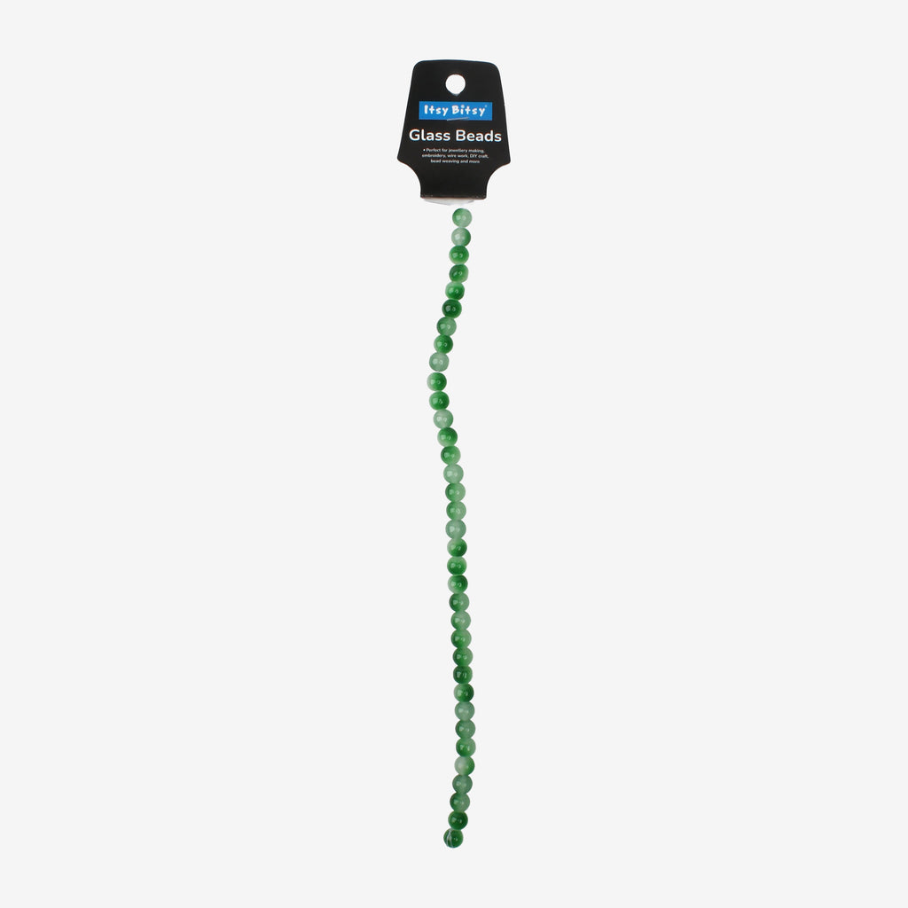 Glass Bead Round Dual Tone Green & Clear 8mm 35beads 1string