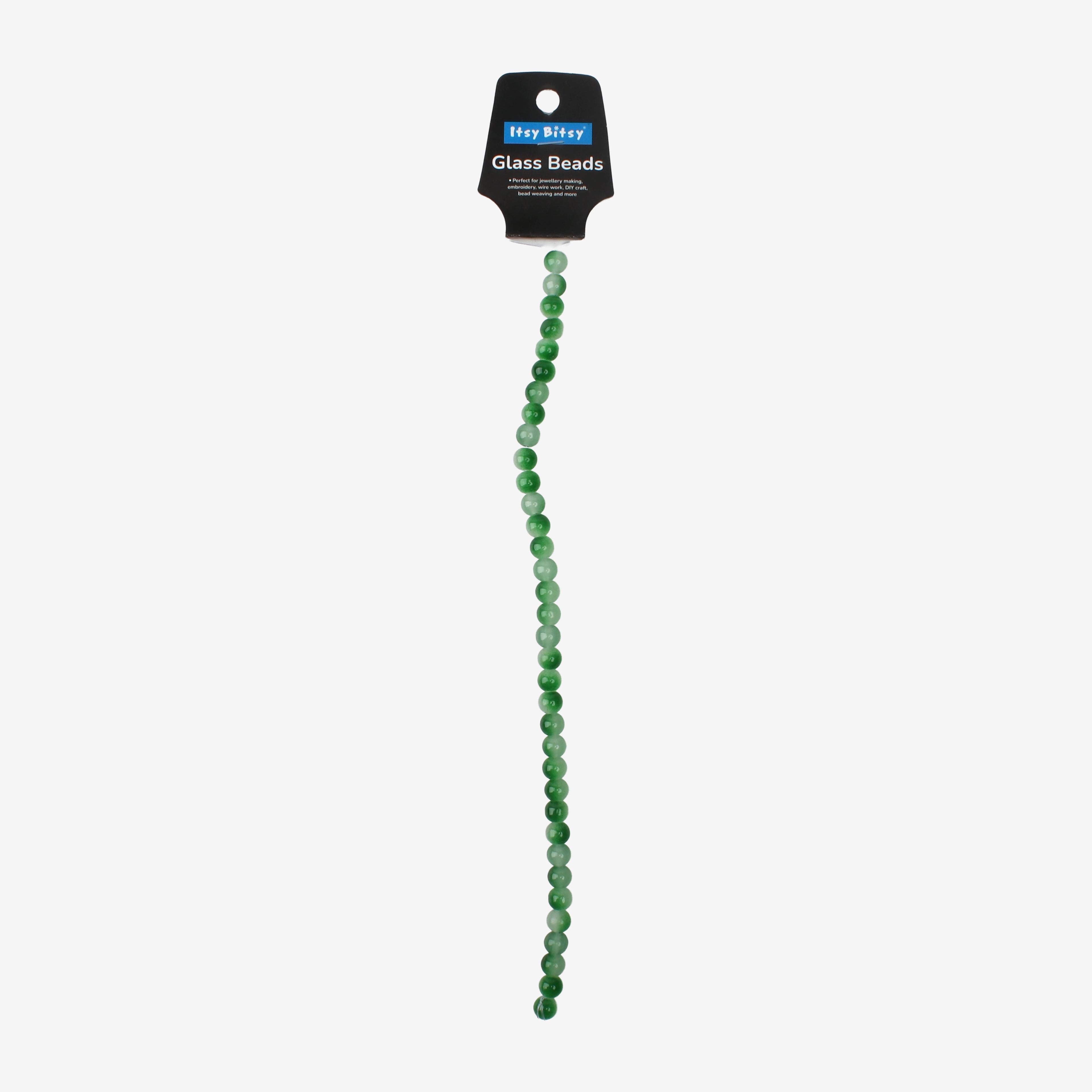 Glass Bead Round Dual Tone Green & Clear 8mm 35beads 1string