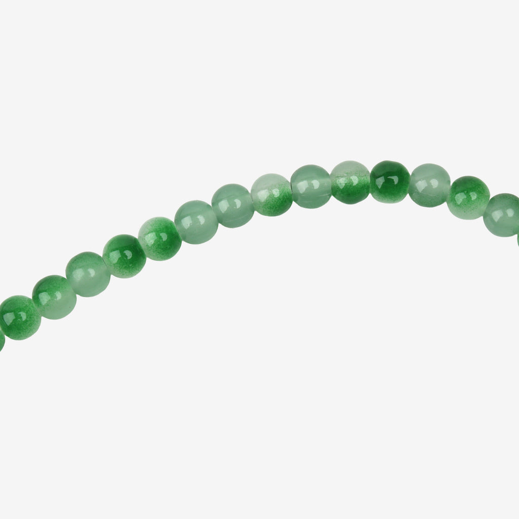 Glass Bead Round Dual Tone Green & Clear 8mm 35beads 1string