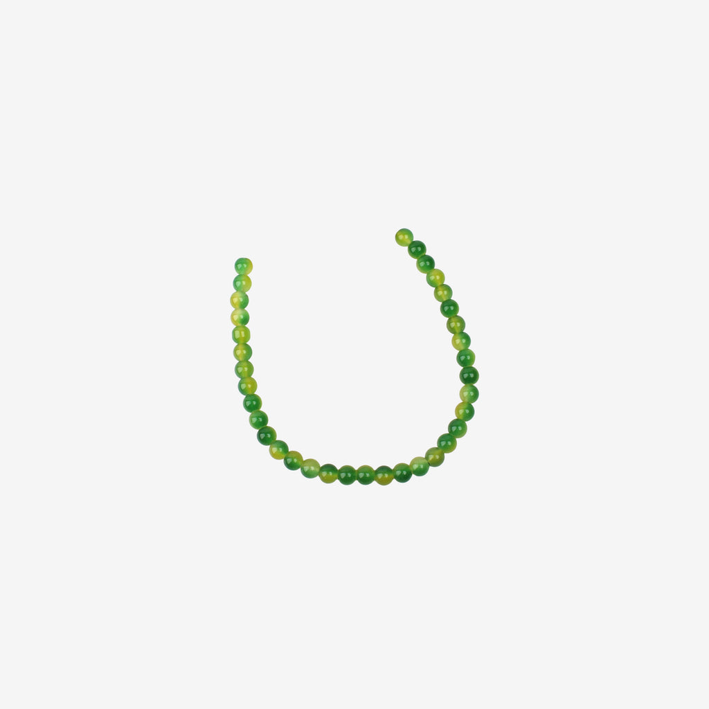 Glass Bead Round Dual Tone Green & Yellow 8mm 35beads 1string