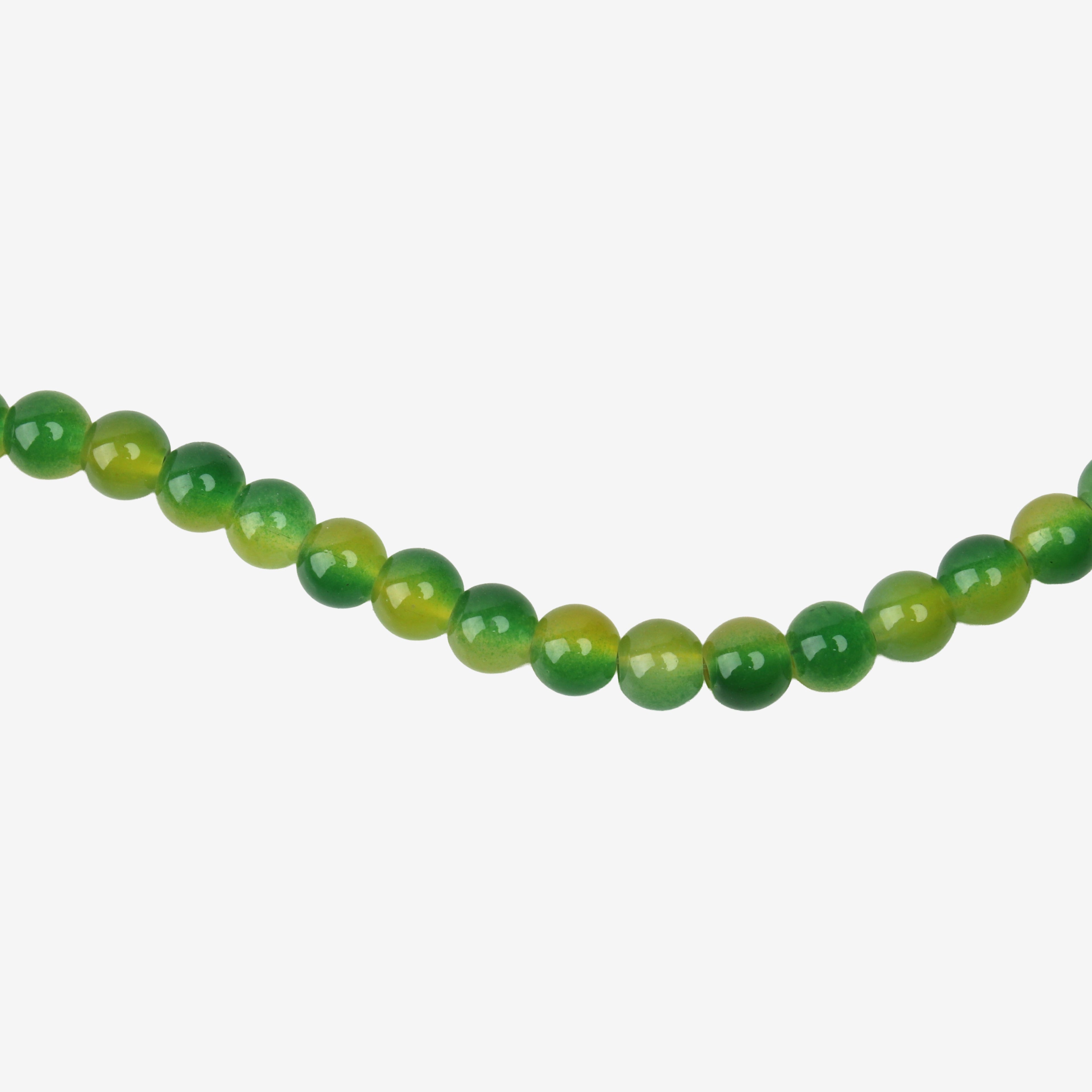 Glass Bead Round Dual Tone Green & Yellow 8mm 35beads 1string