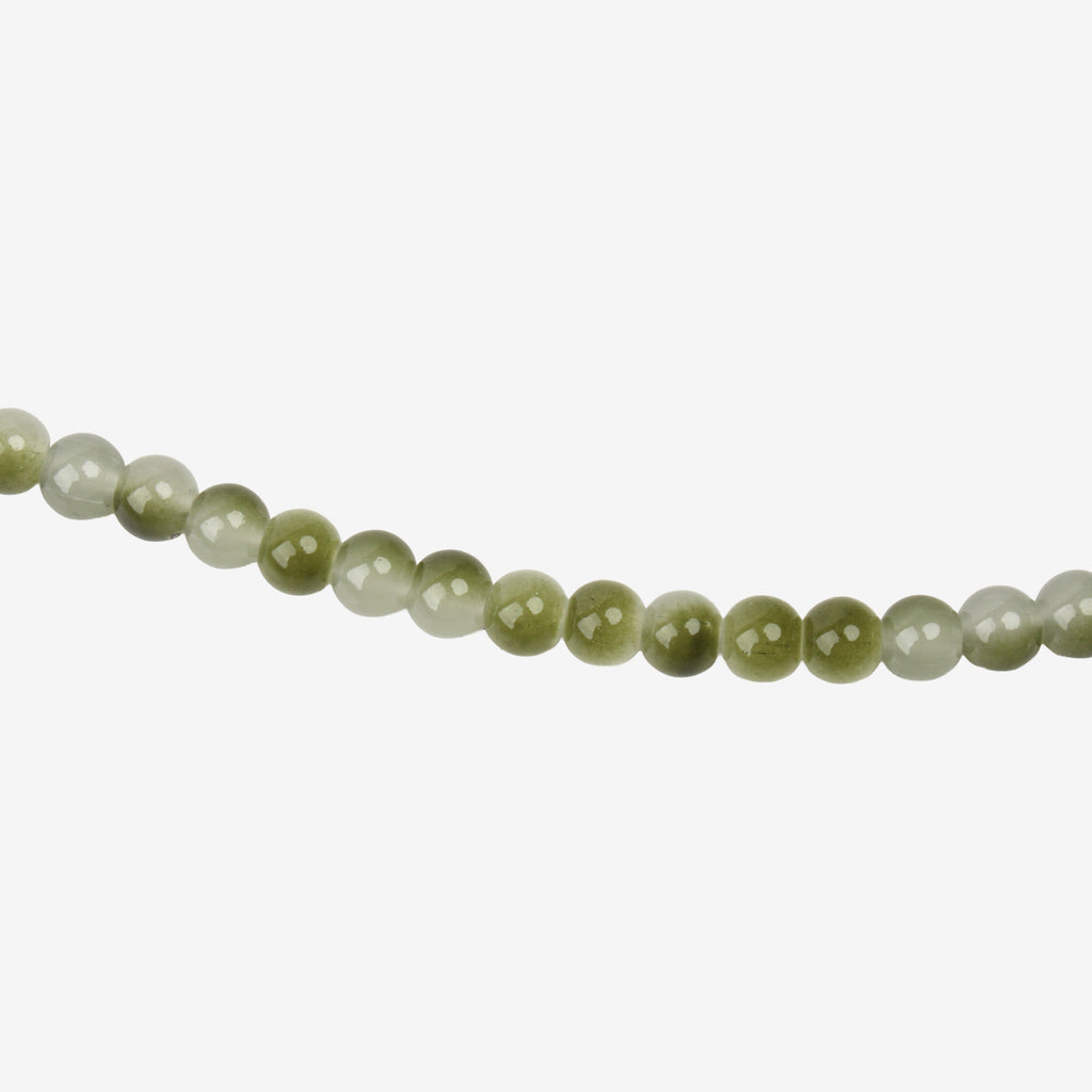Glass Bead Round Dual Tone Yellow & Green 8mm 35beads 1string