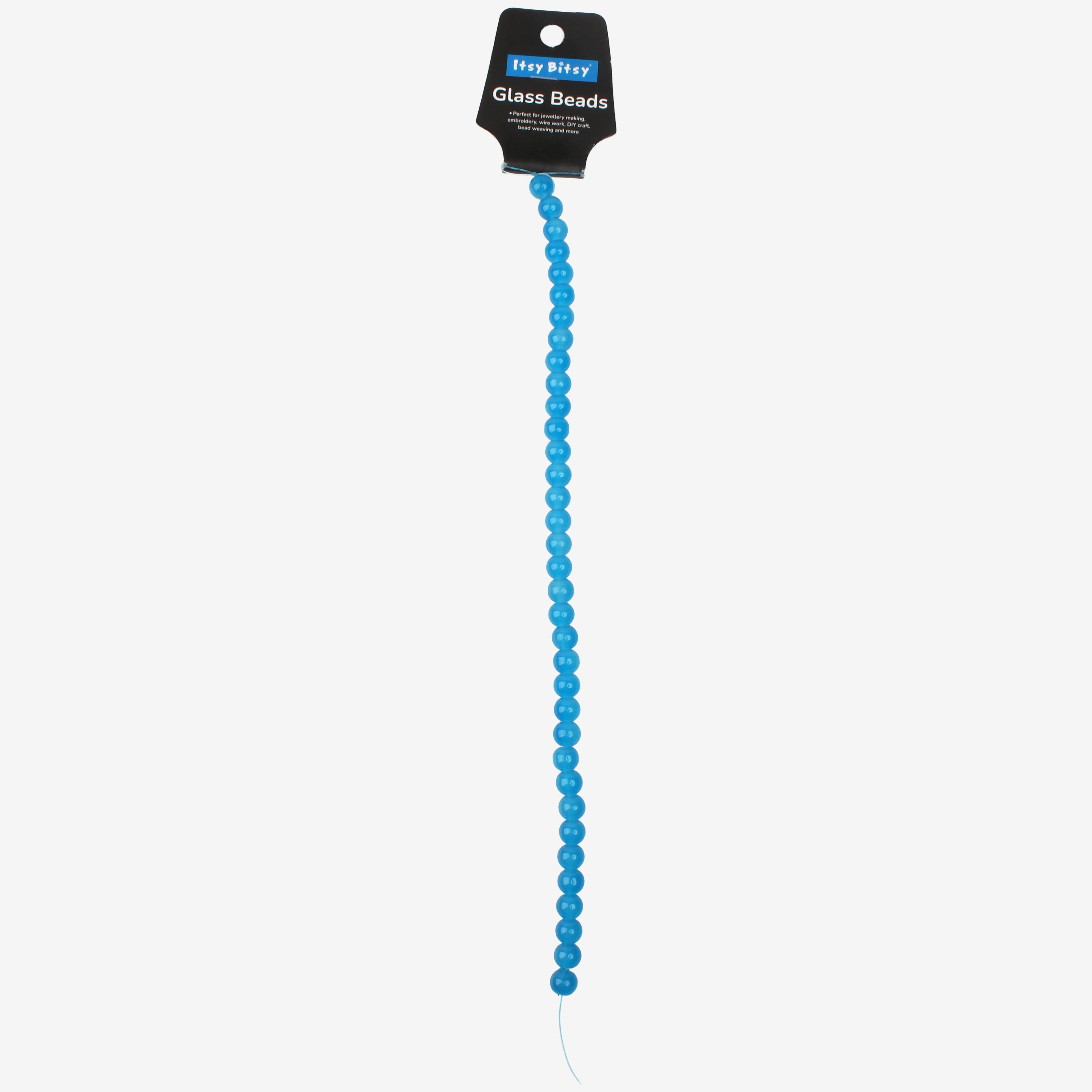 Glass Bead Round Aqua Blue 8mm 35beads 1string