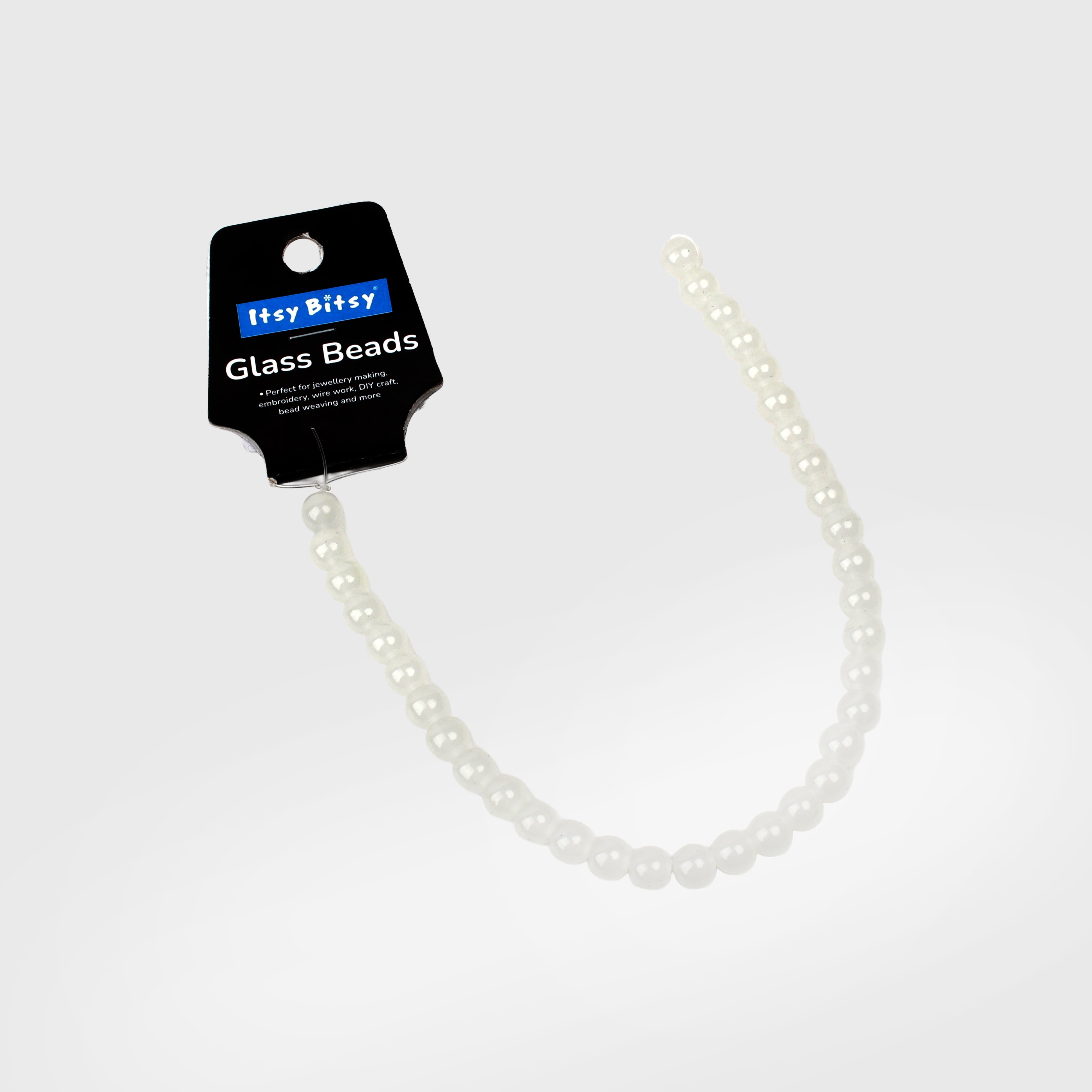 Glass Bead Round White 8mm 35beads 1string