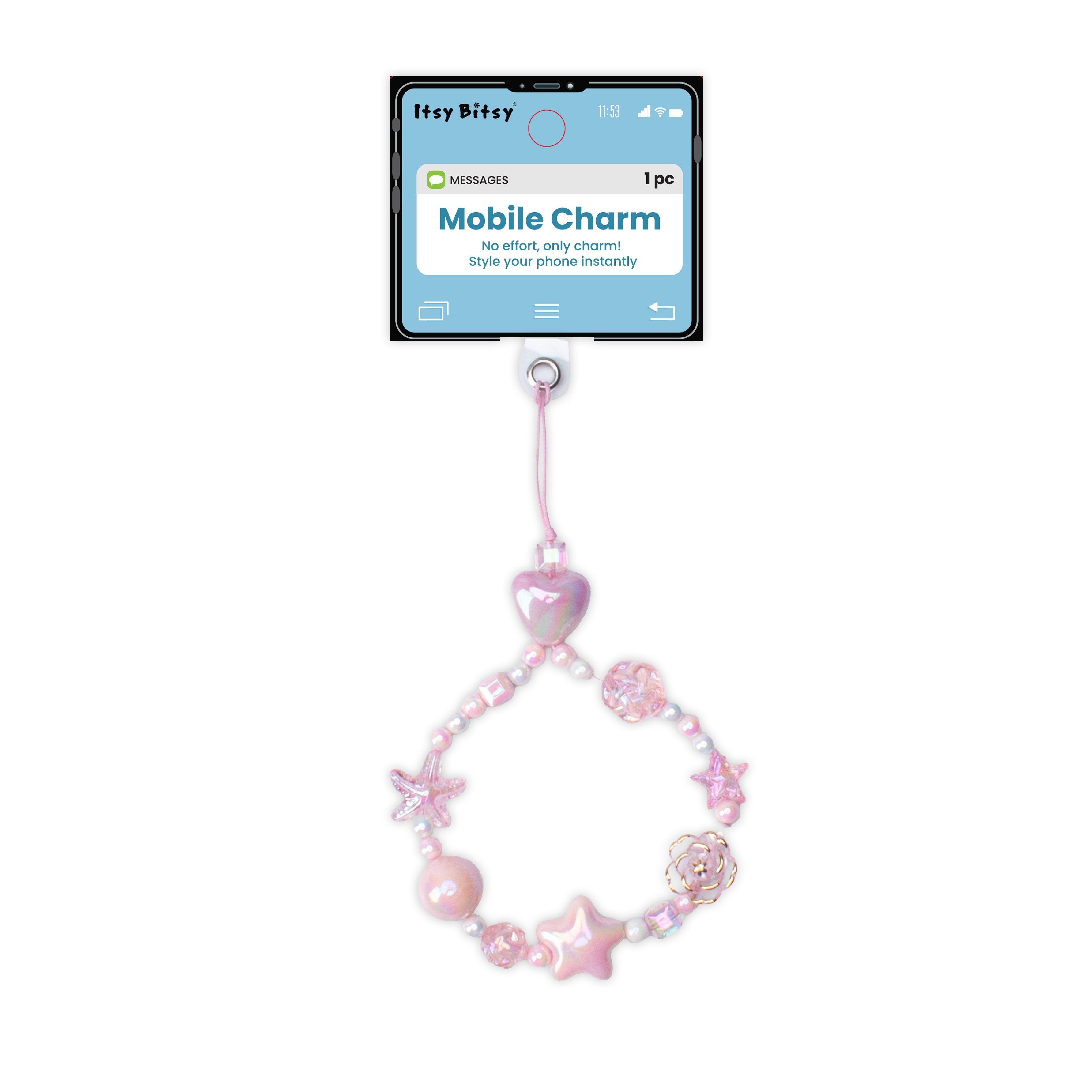 Phone Charm Star Flora Pink 1pc