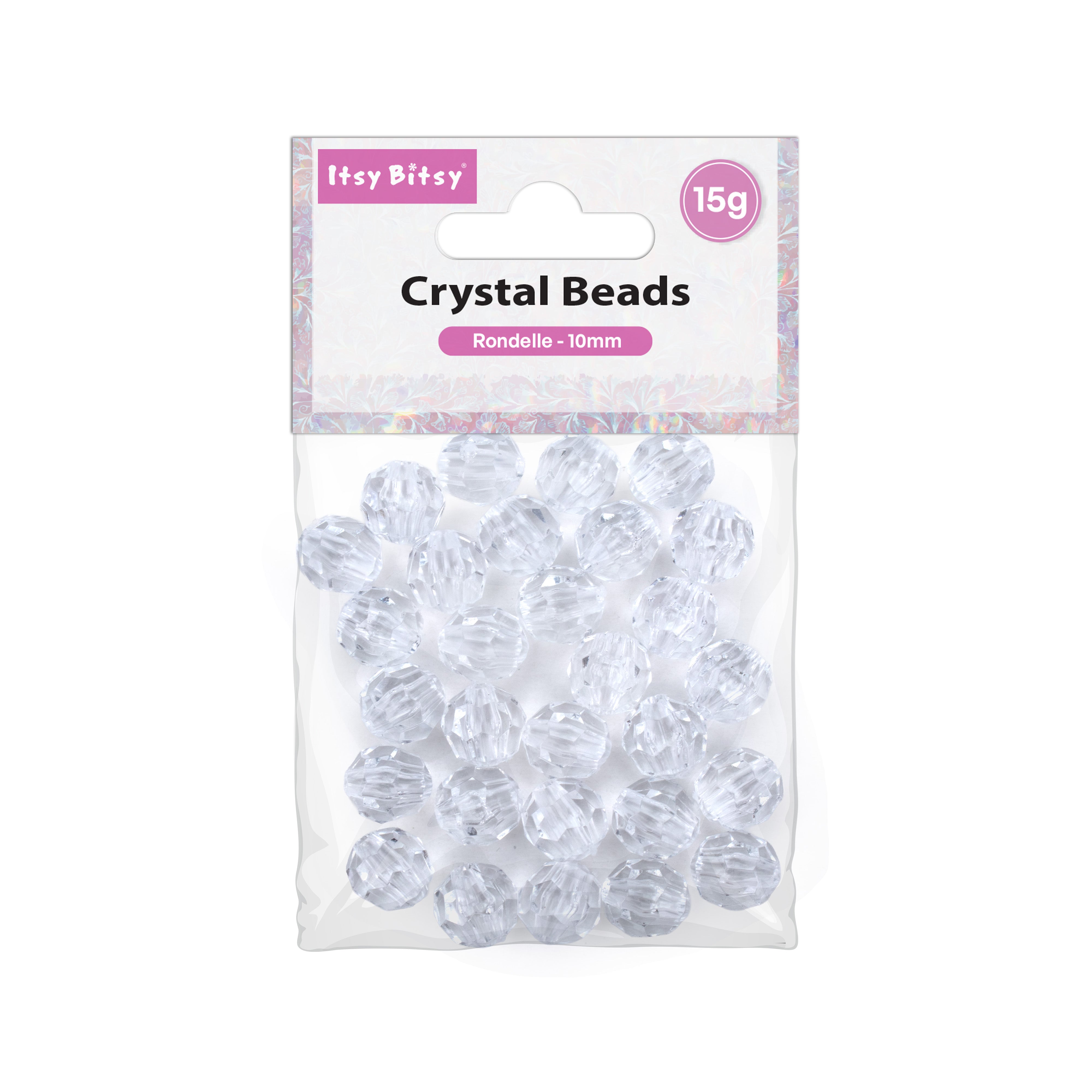 Faceted Crystal Beads Rondelle Transparent 10mm 15gm PBHC IB