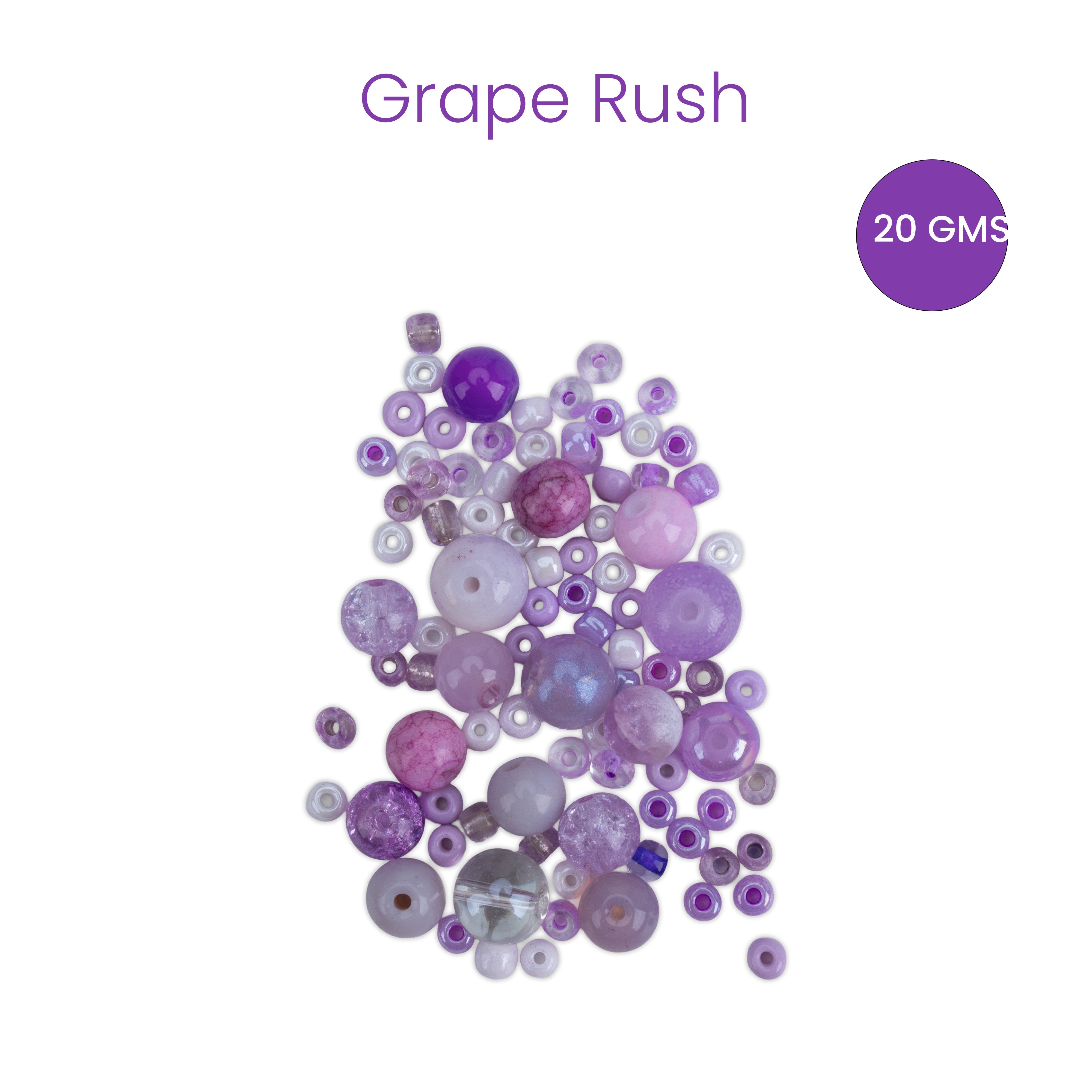 Glass Beads Assorted Sizes Grape Crush 20gm PBHC IB