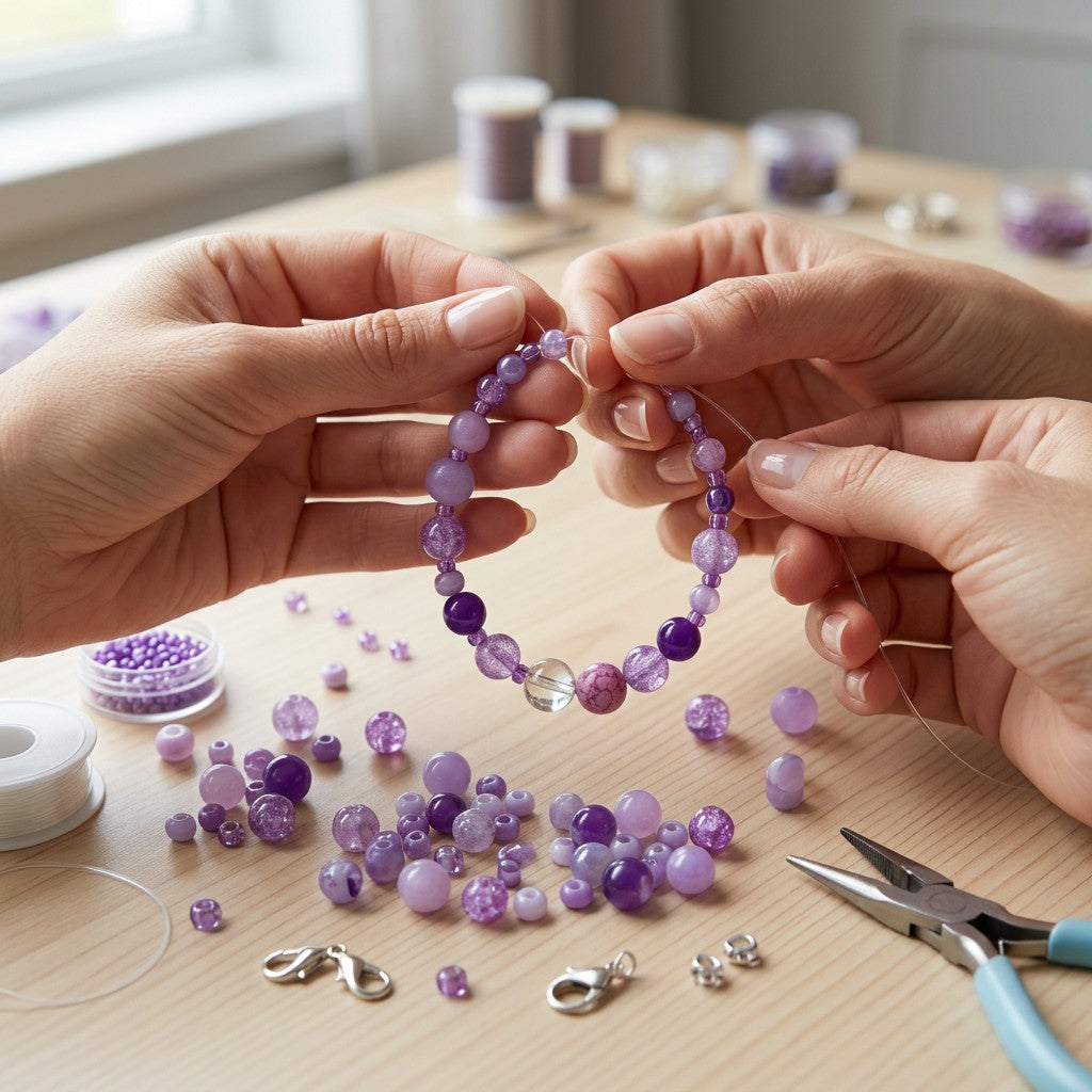 Glass Beads Assorted Sizes Grape Crush 20gm PBHC IB