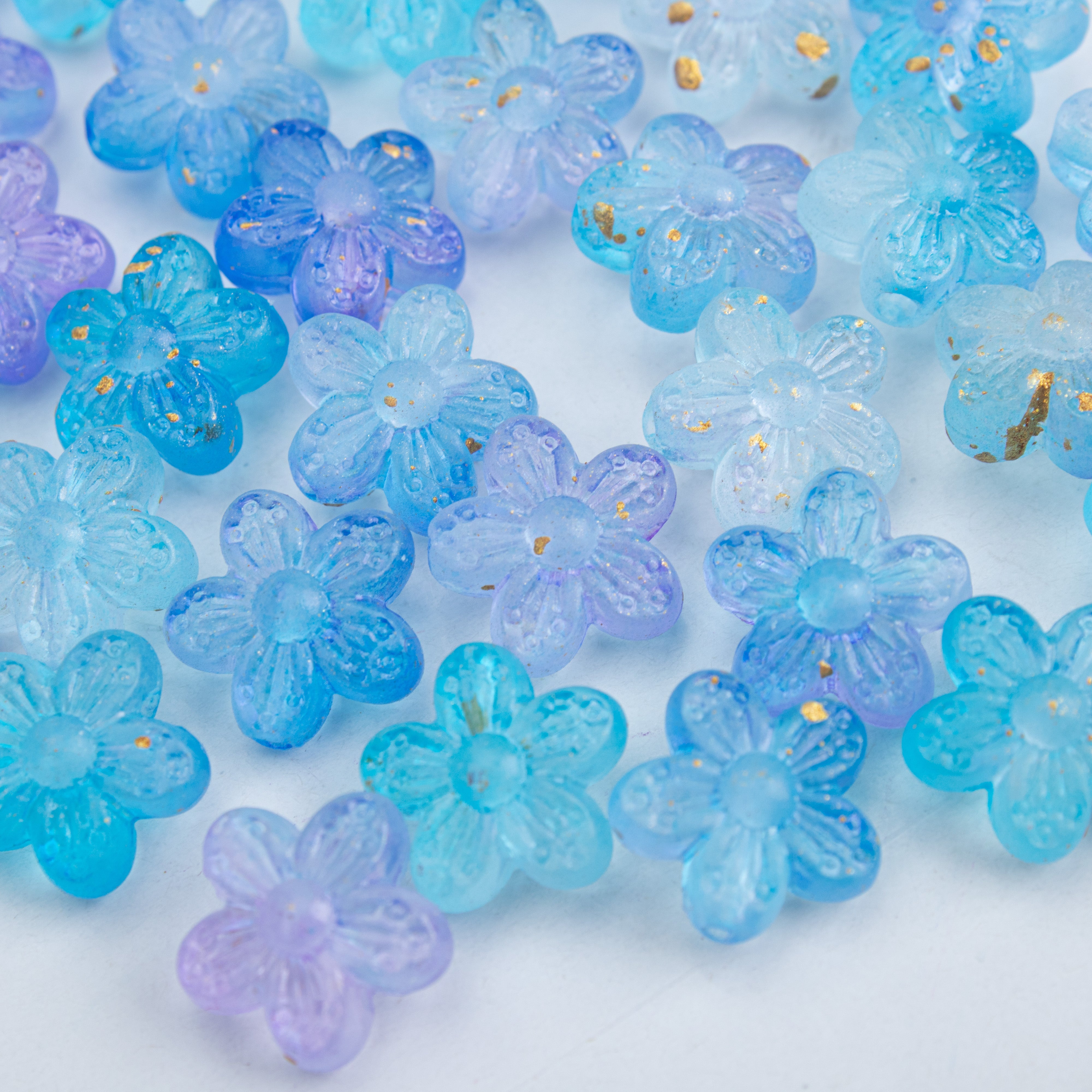 Acrylic Beads Flower Dark Blue 5mm 10gm PBHC IB