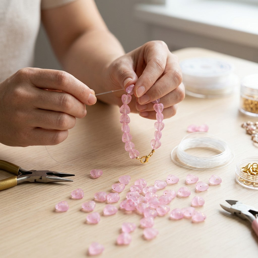 Acrylic Beads Heart Pink 5mm 10gm PBHC IB