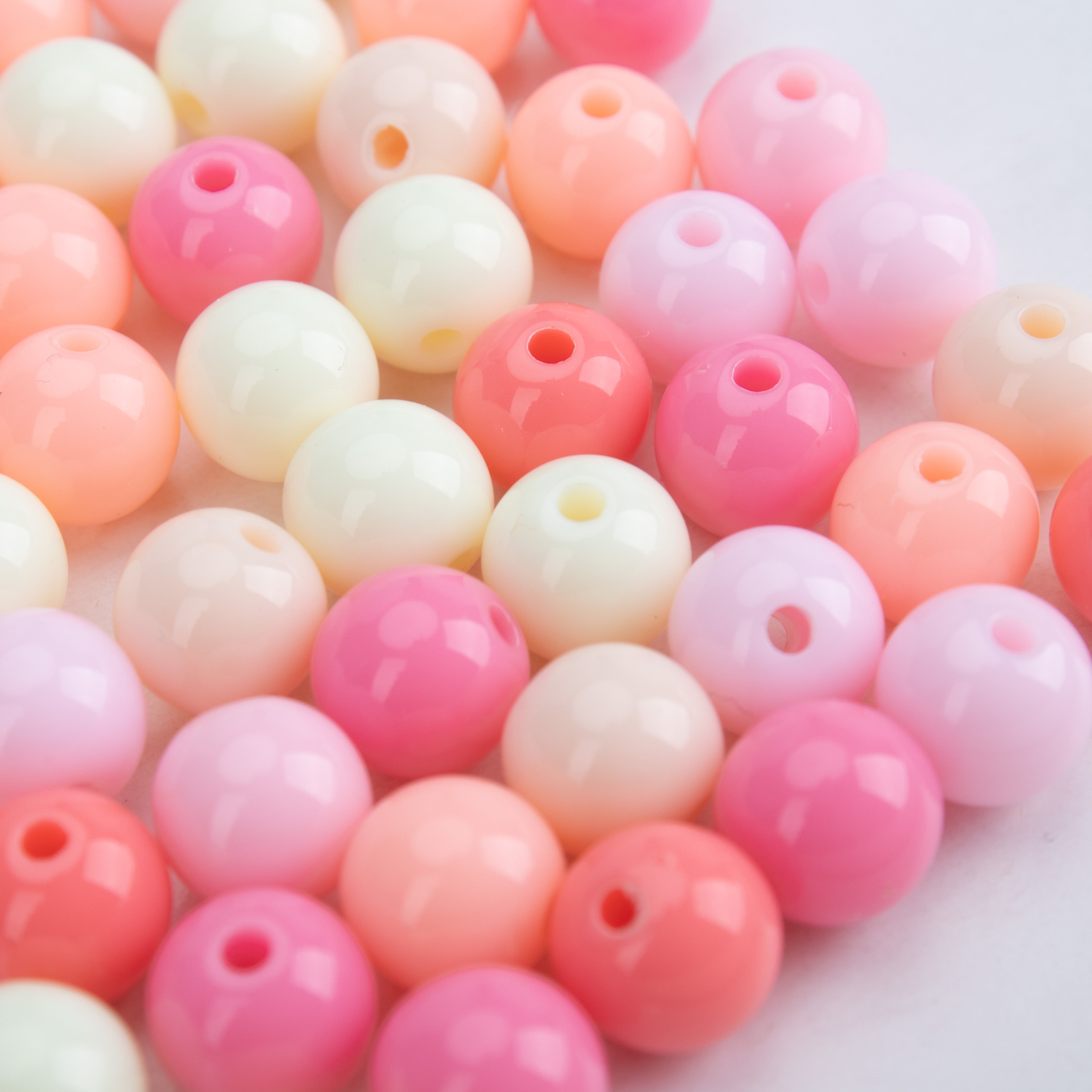 Acrylic Beads Pastel Yellow Purple Violet Peach Pink Light Green 8mm 15gm PBHC IB