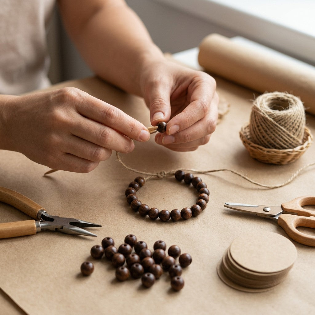 Wooden Beads Dark Brown 8mm 10gm PBHC IB