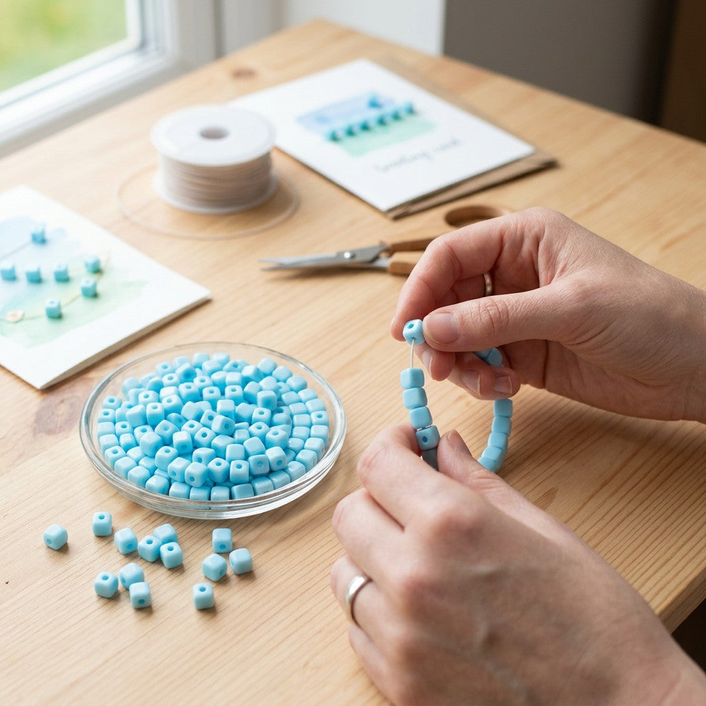 Acrylic Beads Square Light Blue 5mm 20gm PBHC IB