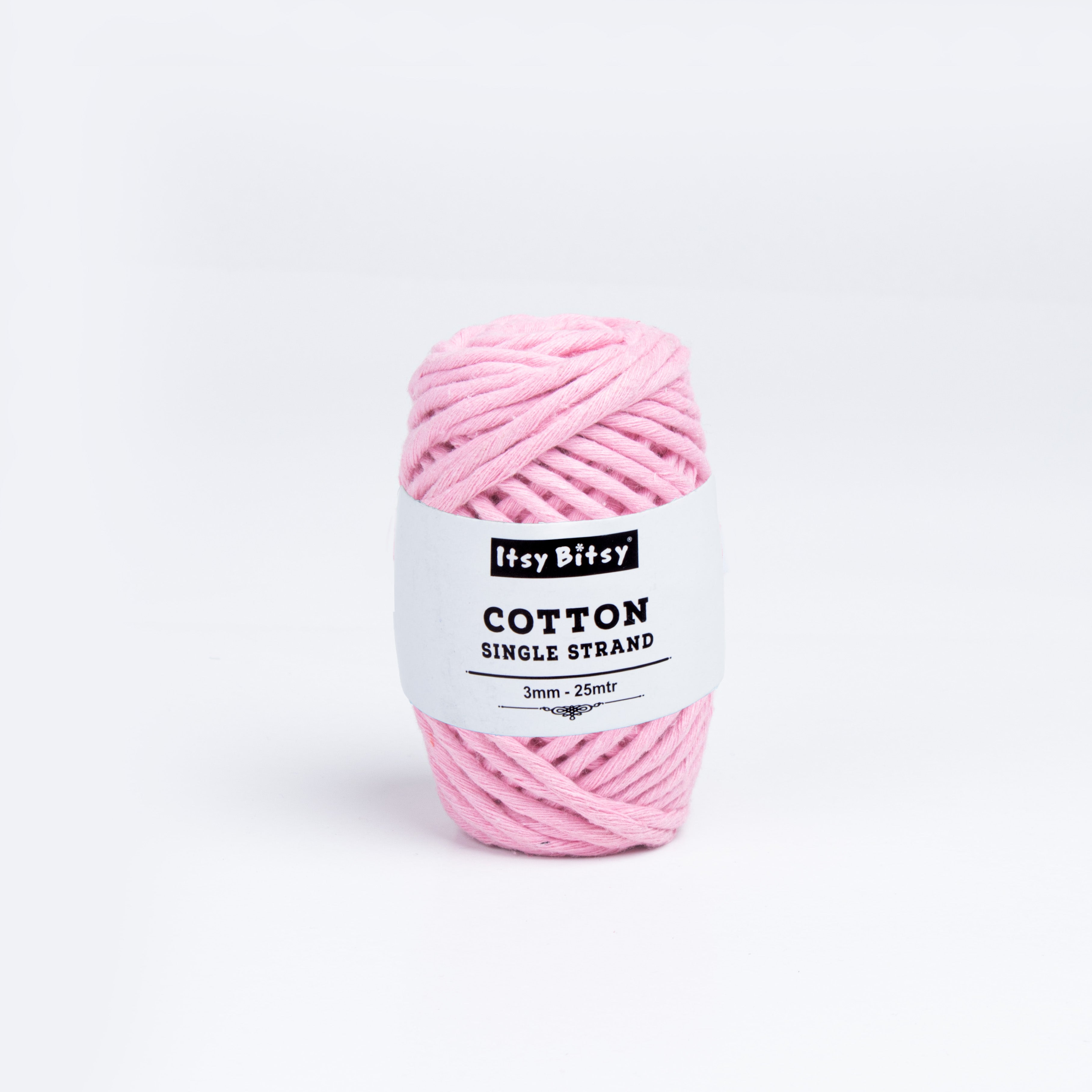 Cotton Single Strand Baby Pink 3mm 25Mtr Roll