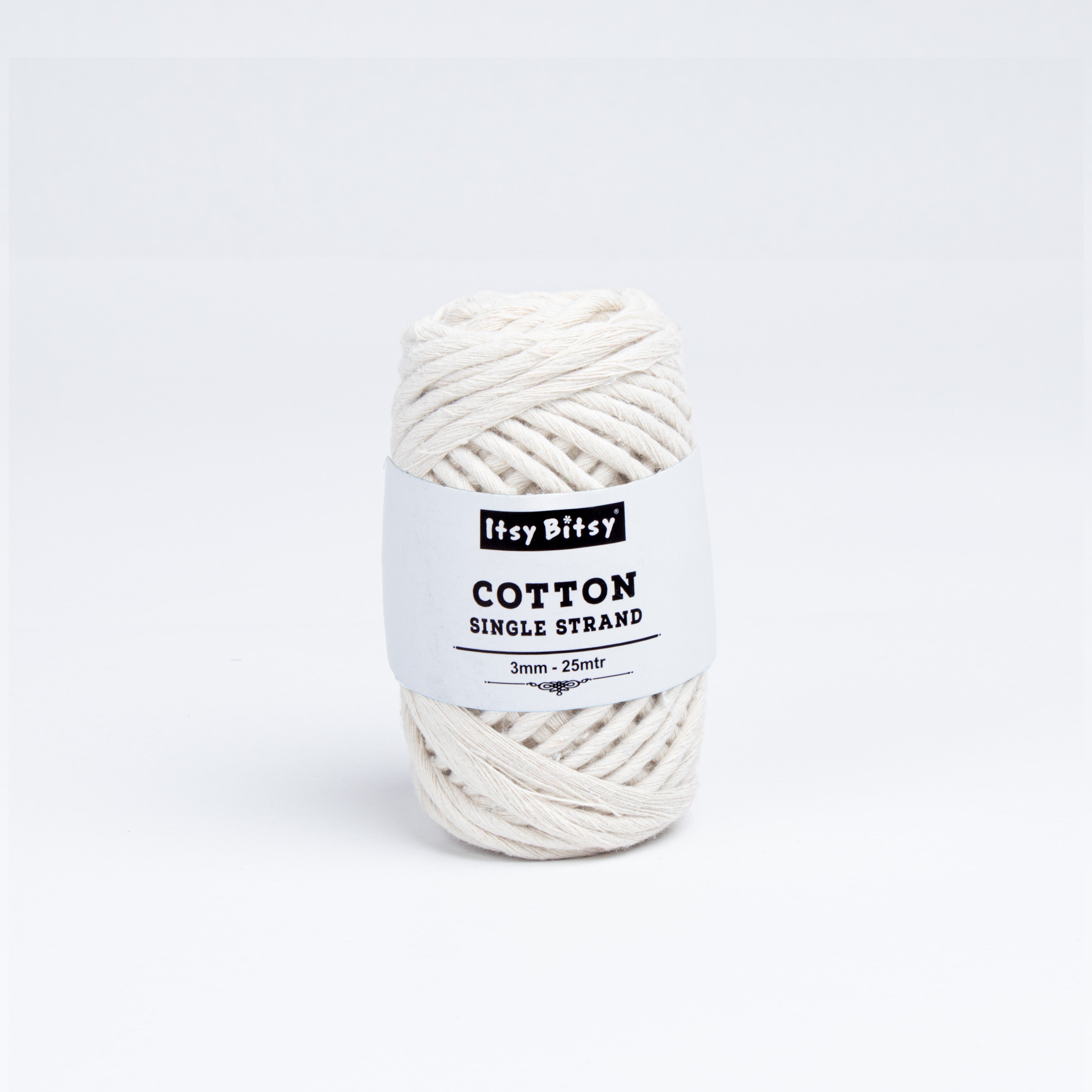 Cotton Single Strand Cream 3mm 25Mtr Roll