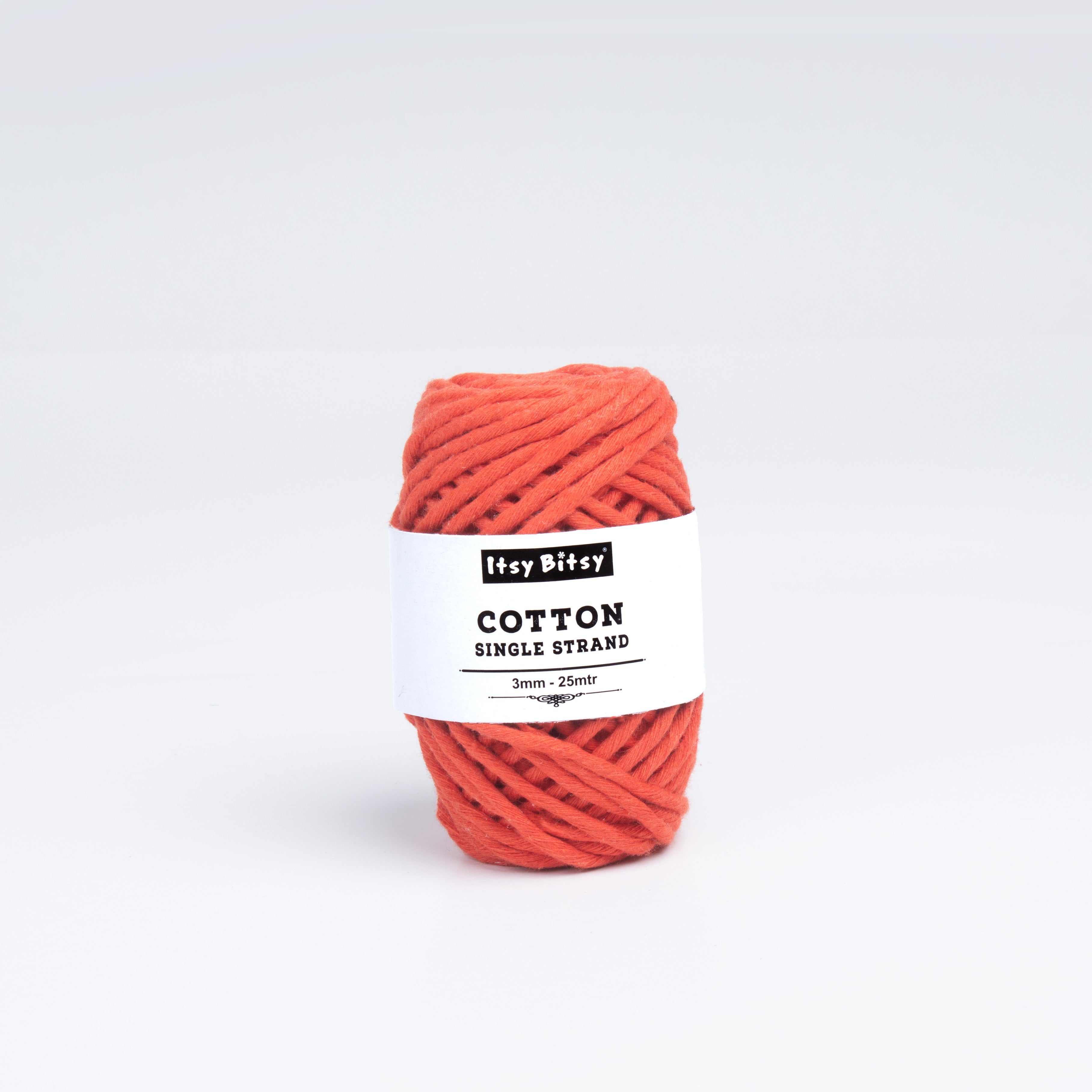 Cotton Single Strand Orange 3mm 25Mtr Roll