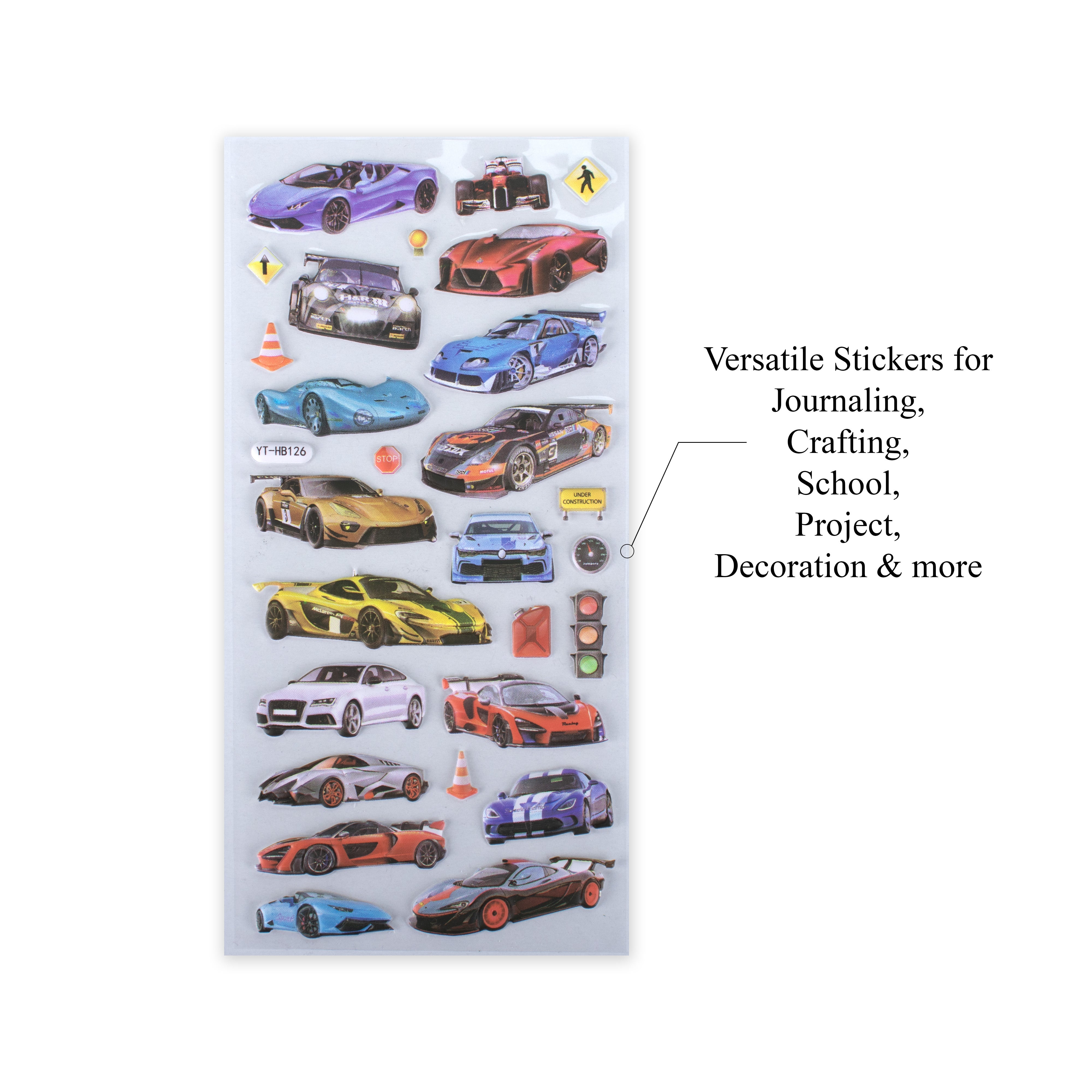Fun Puffy Stickers Fast Car 28pcs 1Pack