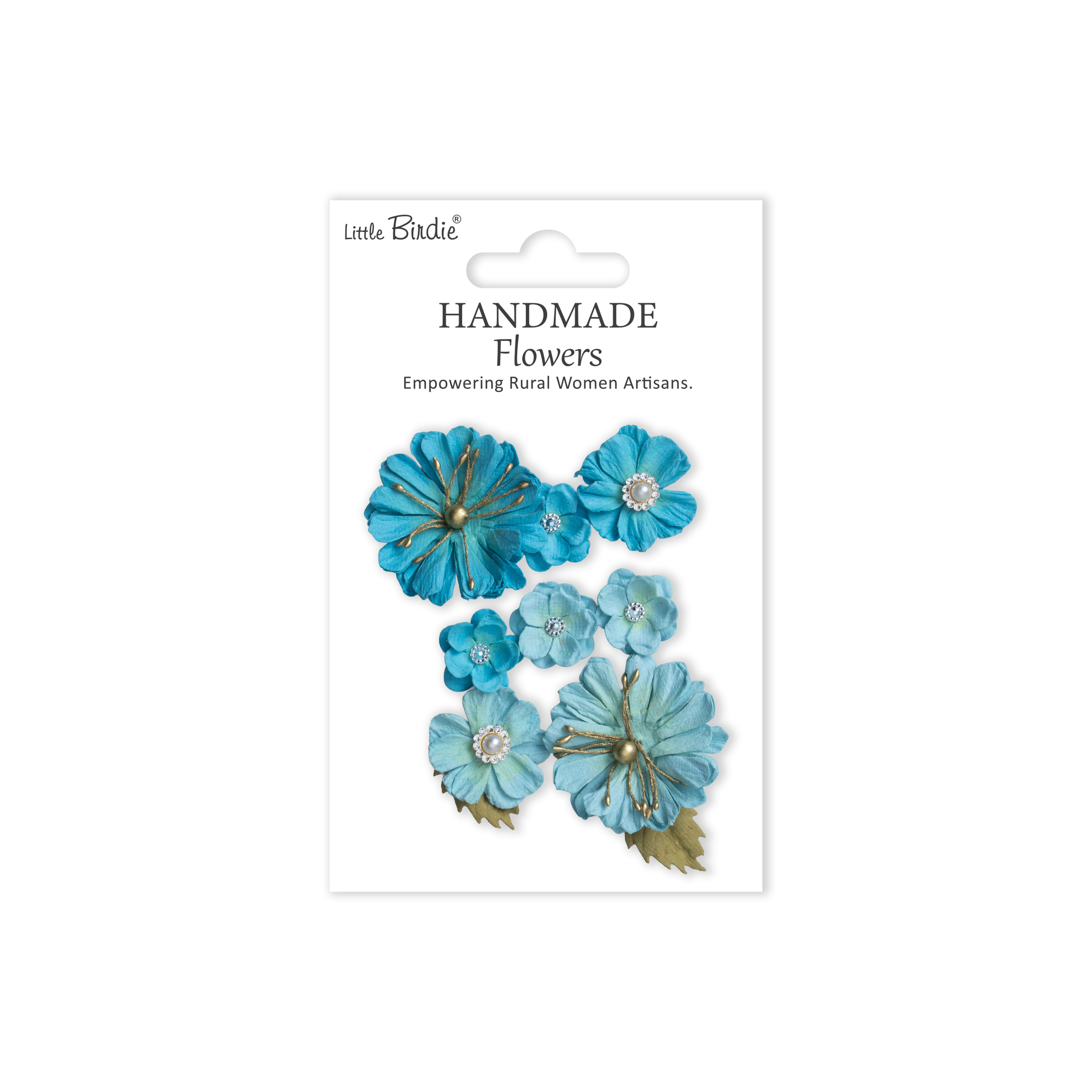 Handmade Flowers Liora Crystal Blue 10pc