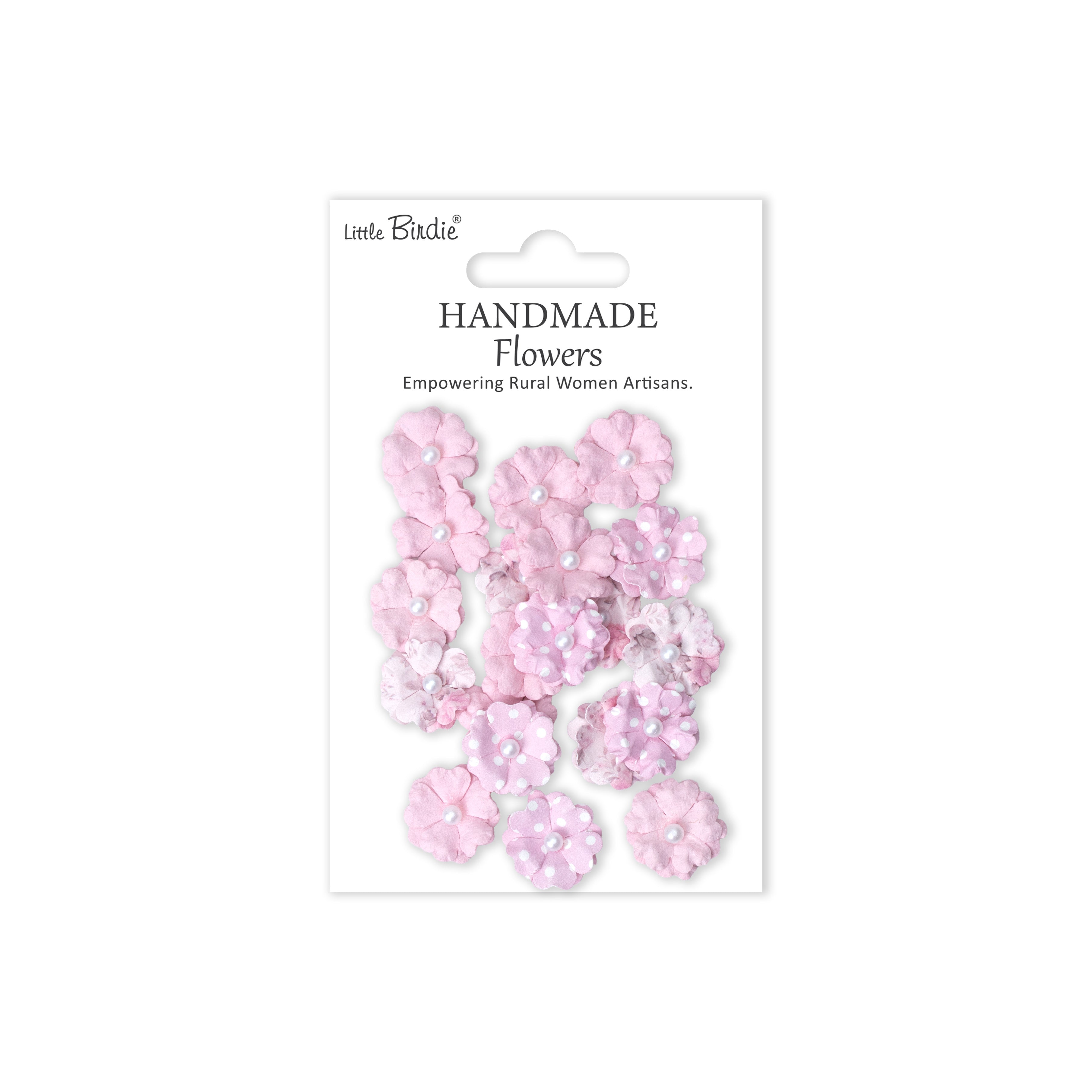 Handmade Printed Paper Flowers Lucile Pink Symphony 20pc