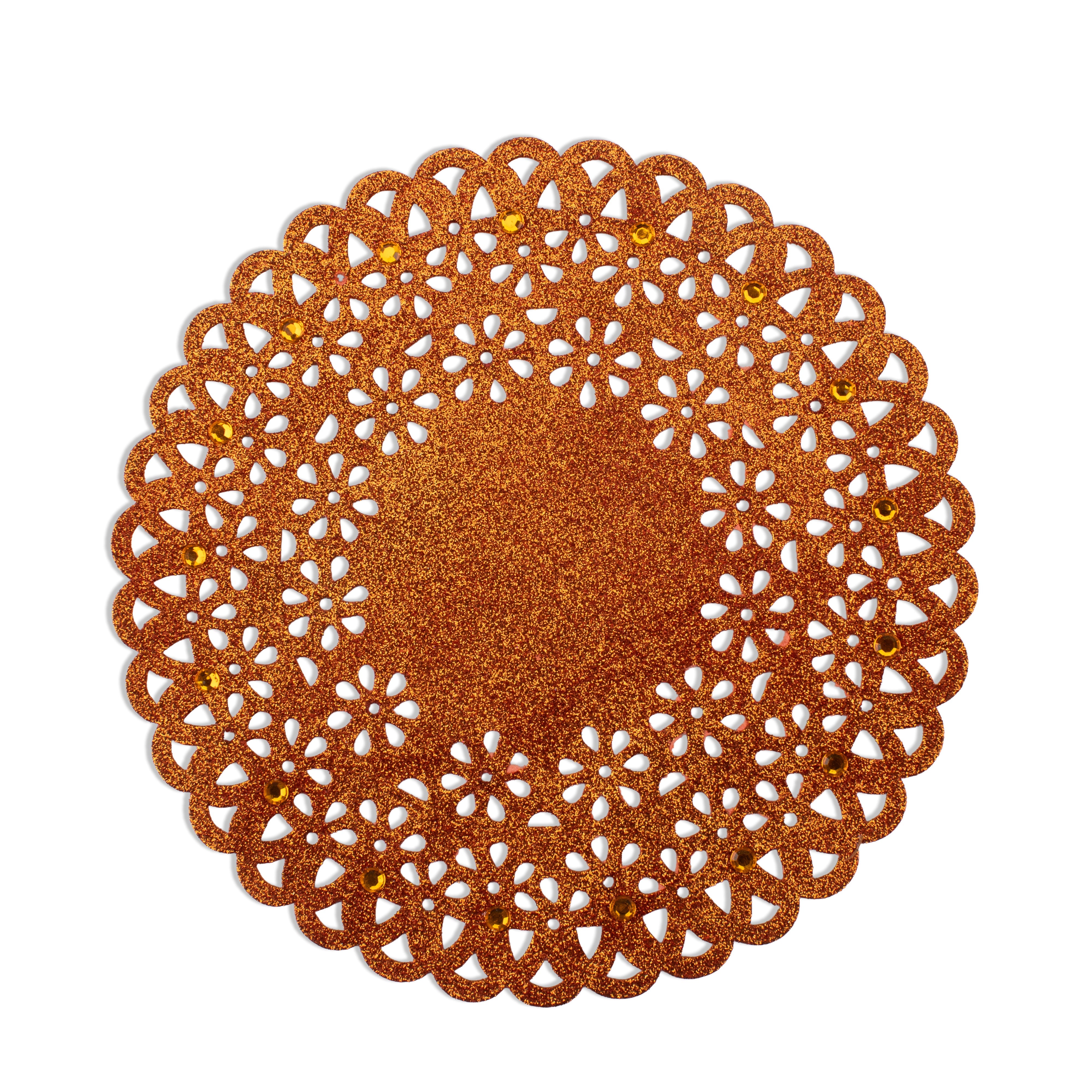 SPARKLE DOILY ORANGE 8 INCH 1PC