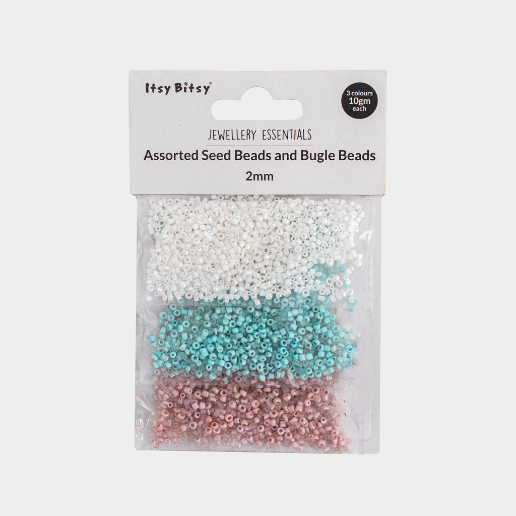Seed Beads (White, Sky Blue & Orange) 2mm 3 layer Each 10grm