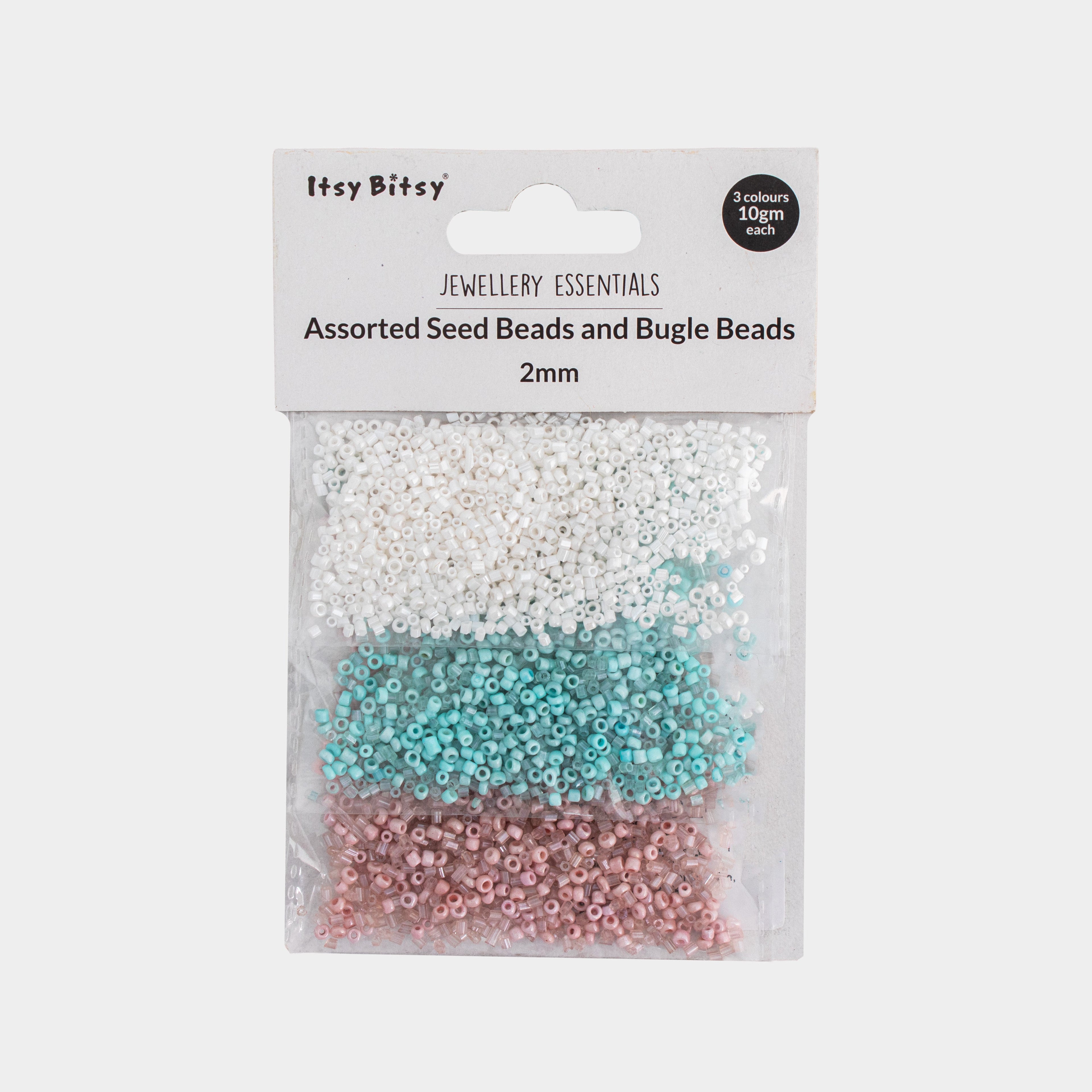 Seed Beads (White, Sky Blue & Orange) 2mm 3 layer Each 10grm