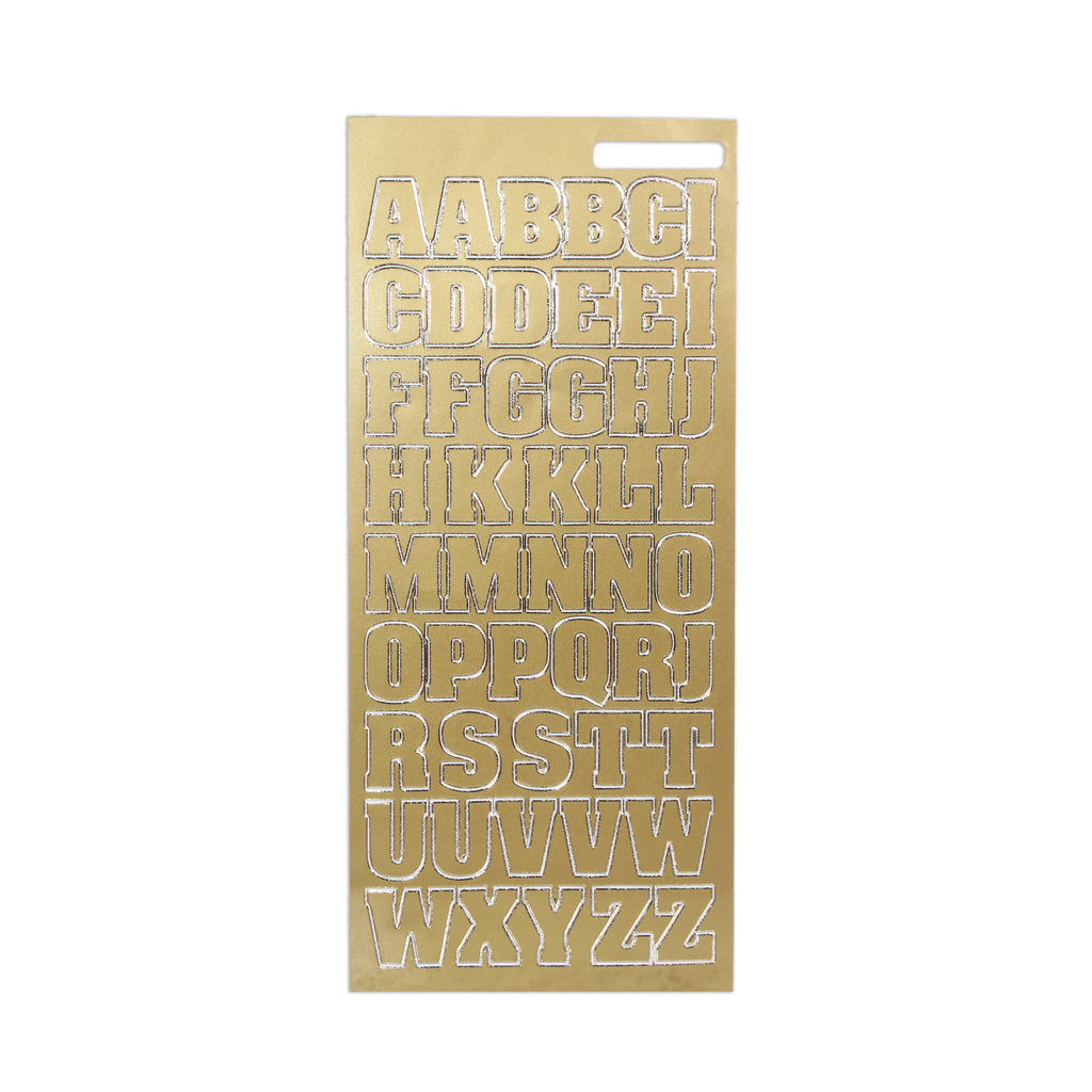 Foil Peel Off Sticker Capital Letters Golden 10 X 23cm 1Sheet