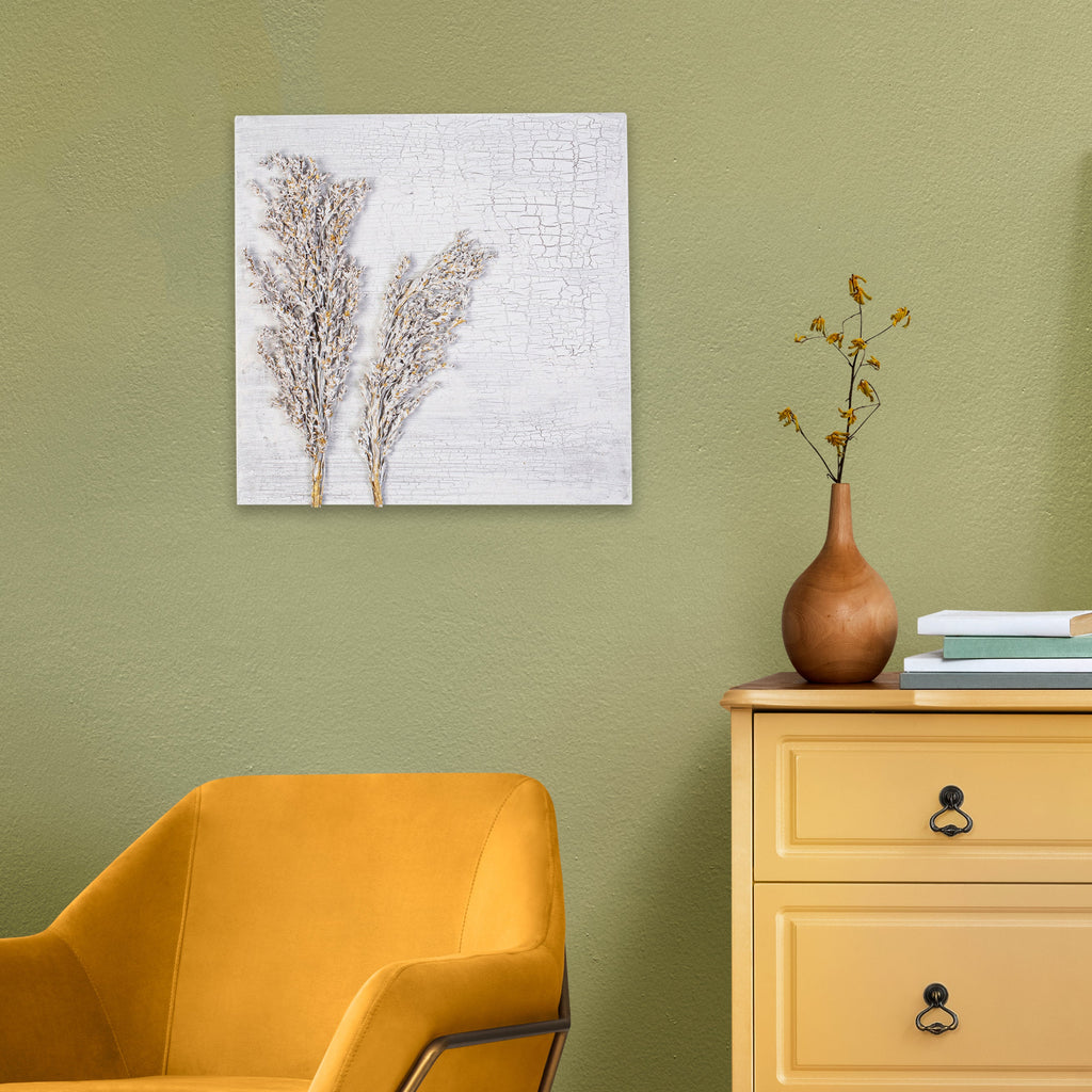Wall Decor Handmade 3D Botanical Shimmery Field Approx H12 X L12 X D0.78inch 1pc