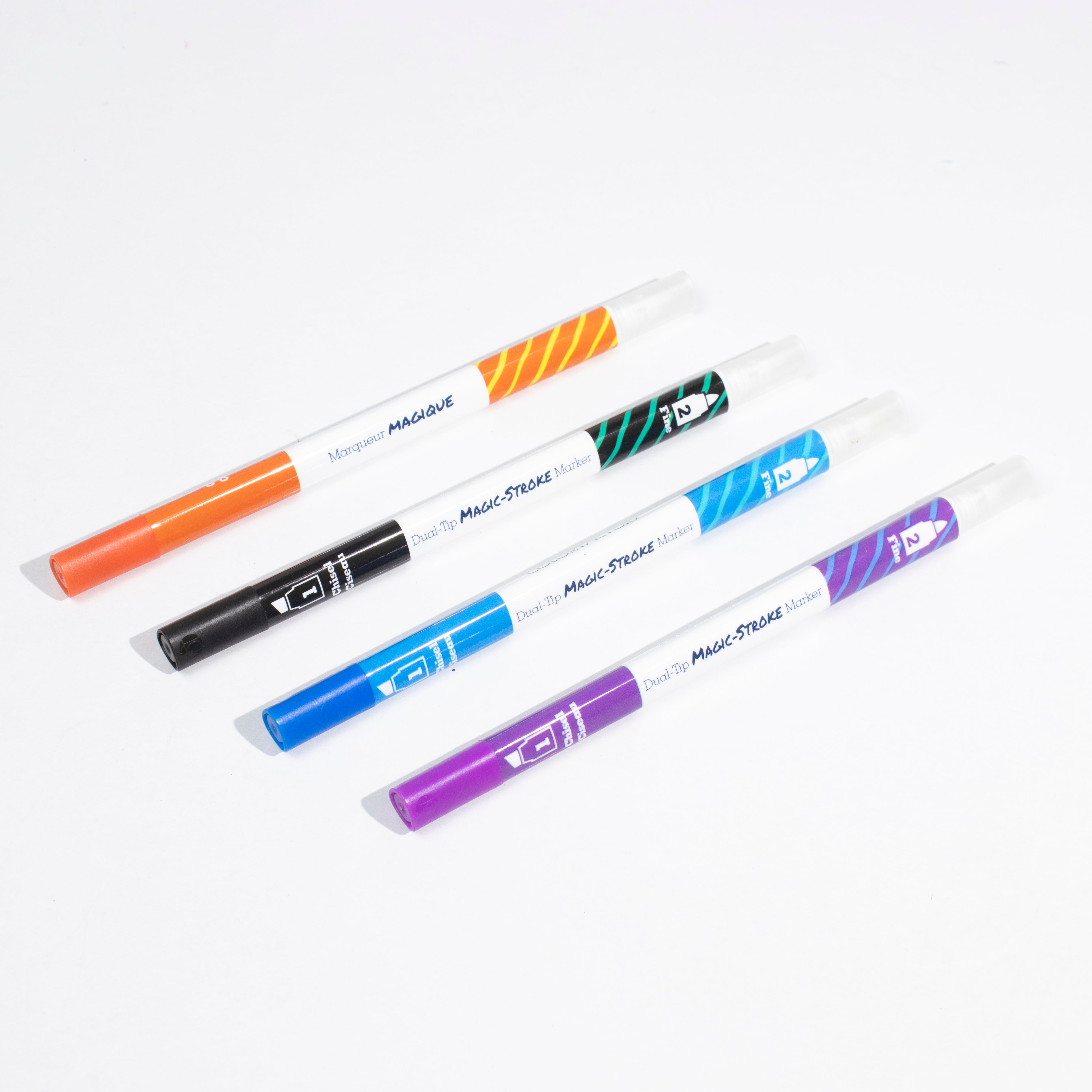 Dual-Tip Magic-Stroke Markers Asst Darks 4Pc Blistter Mc