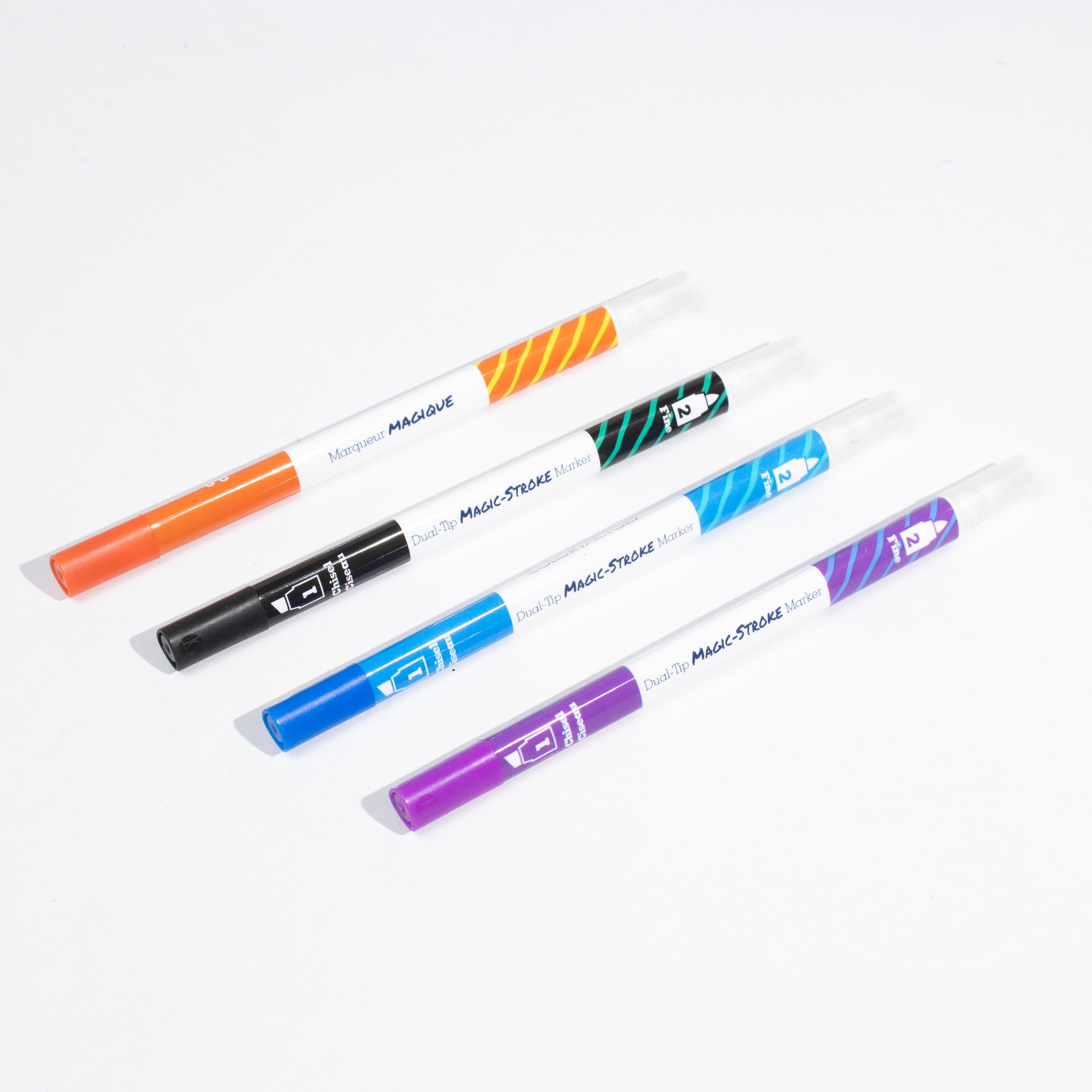 Dual-Tip Magic-Stroke Markers Asst Darks 4Pc Blistter Mc