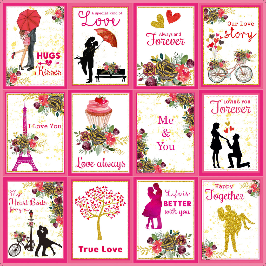 Printed Cardstock Pack 12 x 12, 12 Sheets, 250gsm - True Love