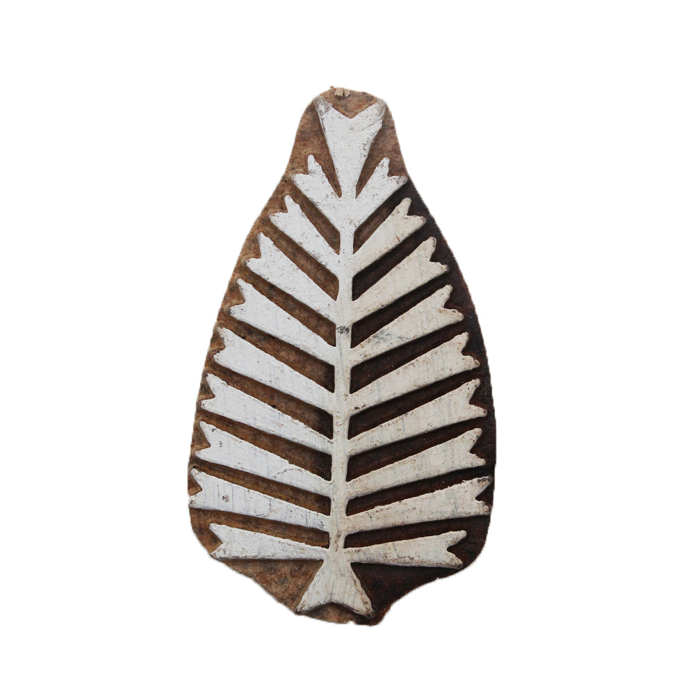 Hand Carved Wooden Printing Block Fern Leaf 1pc