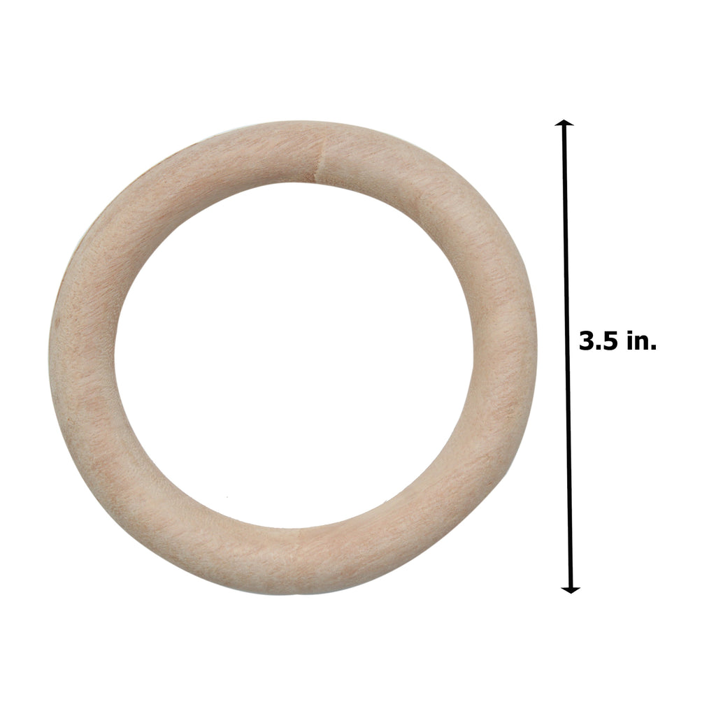 Wooden Rings 3.5Inch Dia Natural 5Pcs