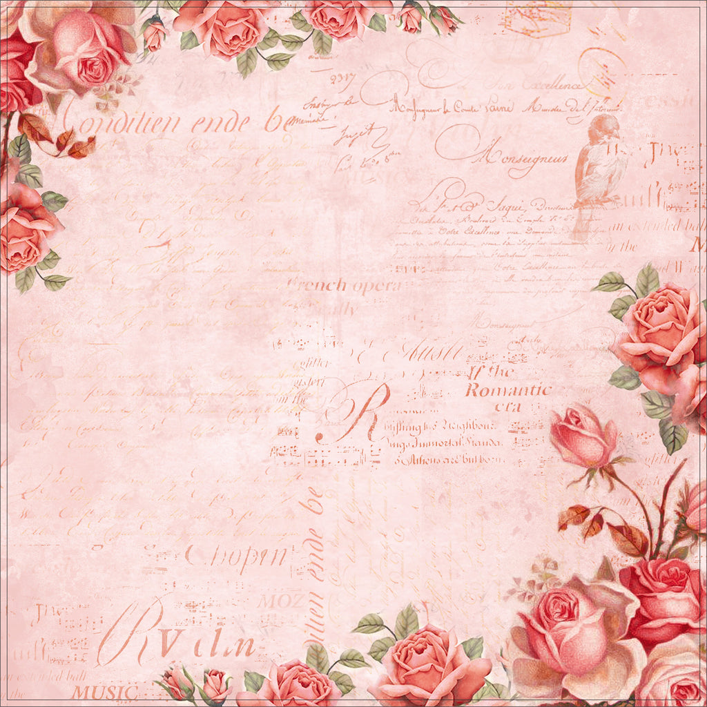 Paper Pack 12In X 12In Poppies & Roses 12 Sheets 250Gsm Lb