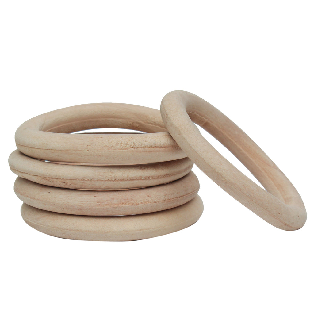Wooden Rings 3.5Inch Dia Natural 5Pcs