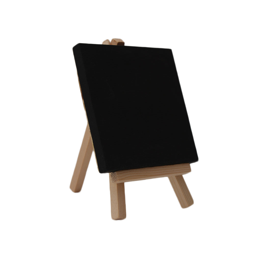 Easel With Canvas Set Canvas Size 10X10Cm Easel Size 14.5X8.5Cm Black 1Pc Ib