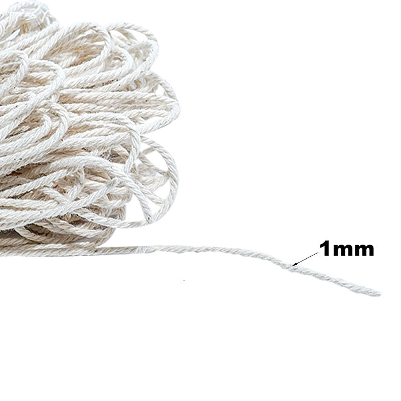 Macrame Cotton Twisted Cord 1mm 3 Ply Natural 50Mtr