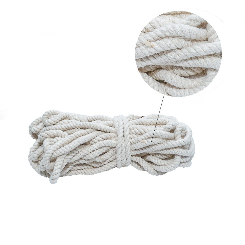 Macrame Cotton Twisted Cord 6mm 3 Ply Natural 25Mtr