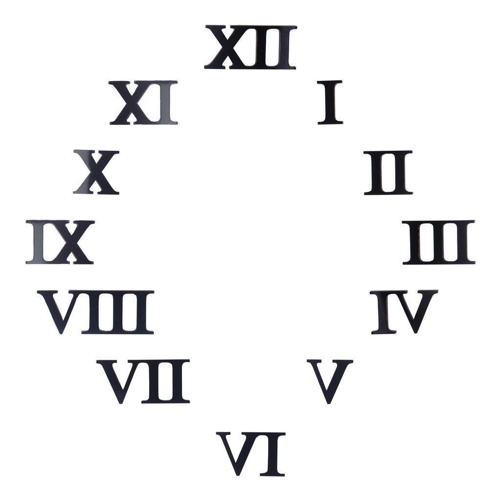 Clock Acrylic Roman Numbers Black 1inch 2.7mm Thick 12pc
