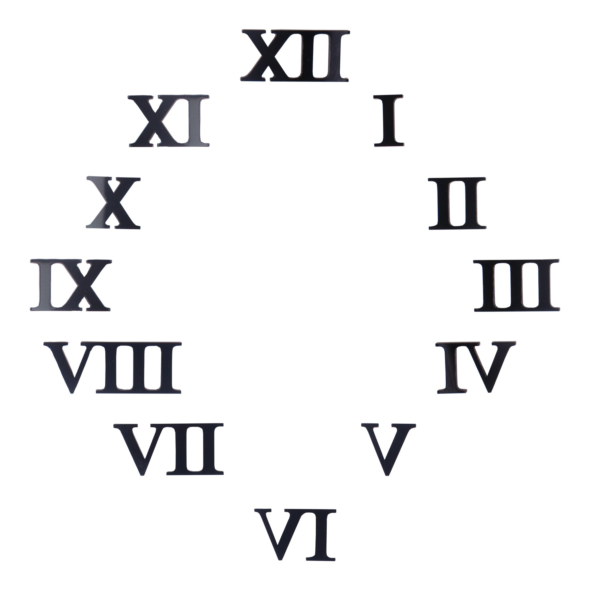 Clock Acrylic Roman Numbers Black 1inch 2.7mm Thick 12pc