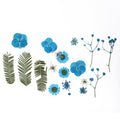 Assorted Natural Dried Pressed Flowers Aqua Blooms 18Pc Pouch Ib