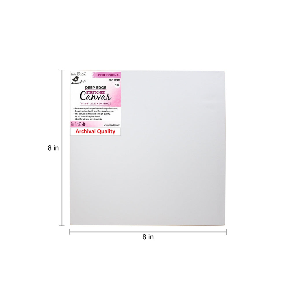 Stretched Canvas Deep Edge Frame 34X37Mm 305Gsm 8 X 8Inch 1Pc