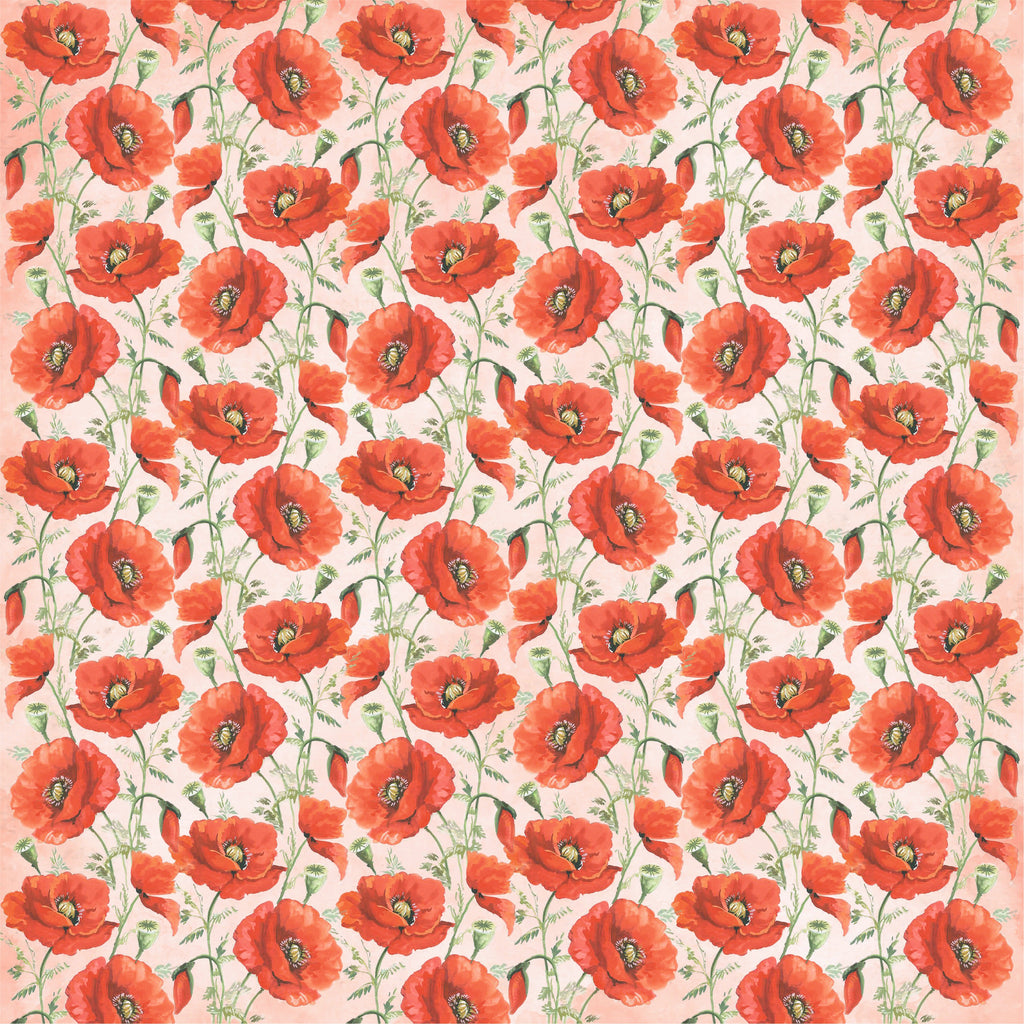 Paper Pack 12In X 12In Poppies & Roses 12 Sheets 250Gsm Lb