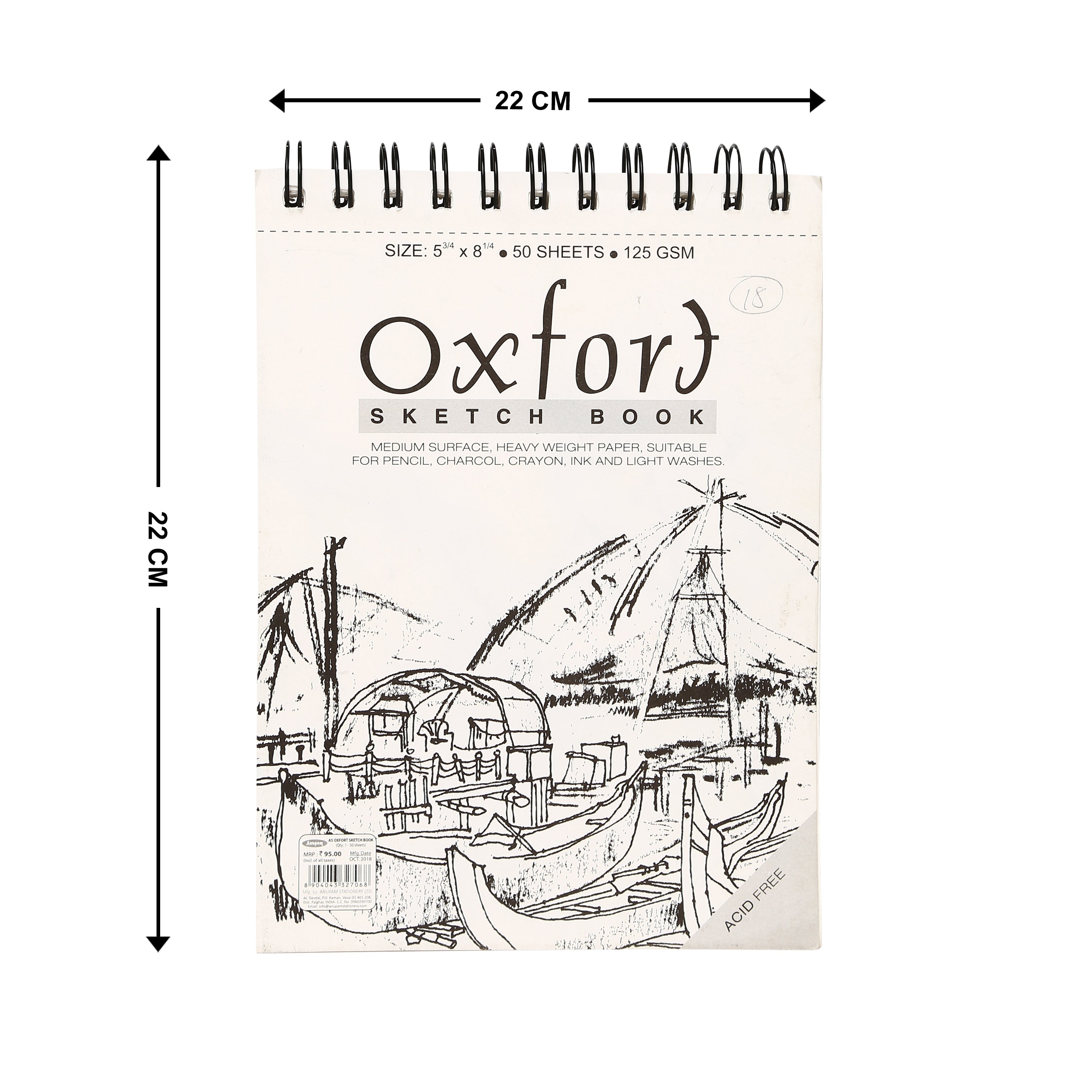 Oxford Sketch Drawing Book Wireo Bound A5 140Gsm Soft Cover 50Sheets An